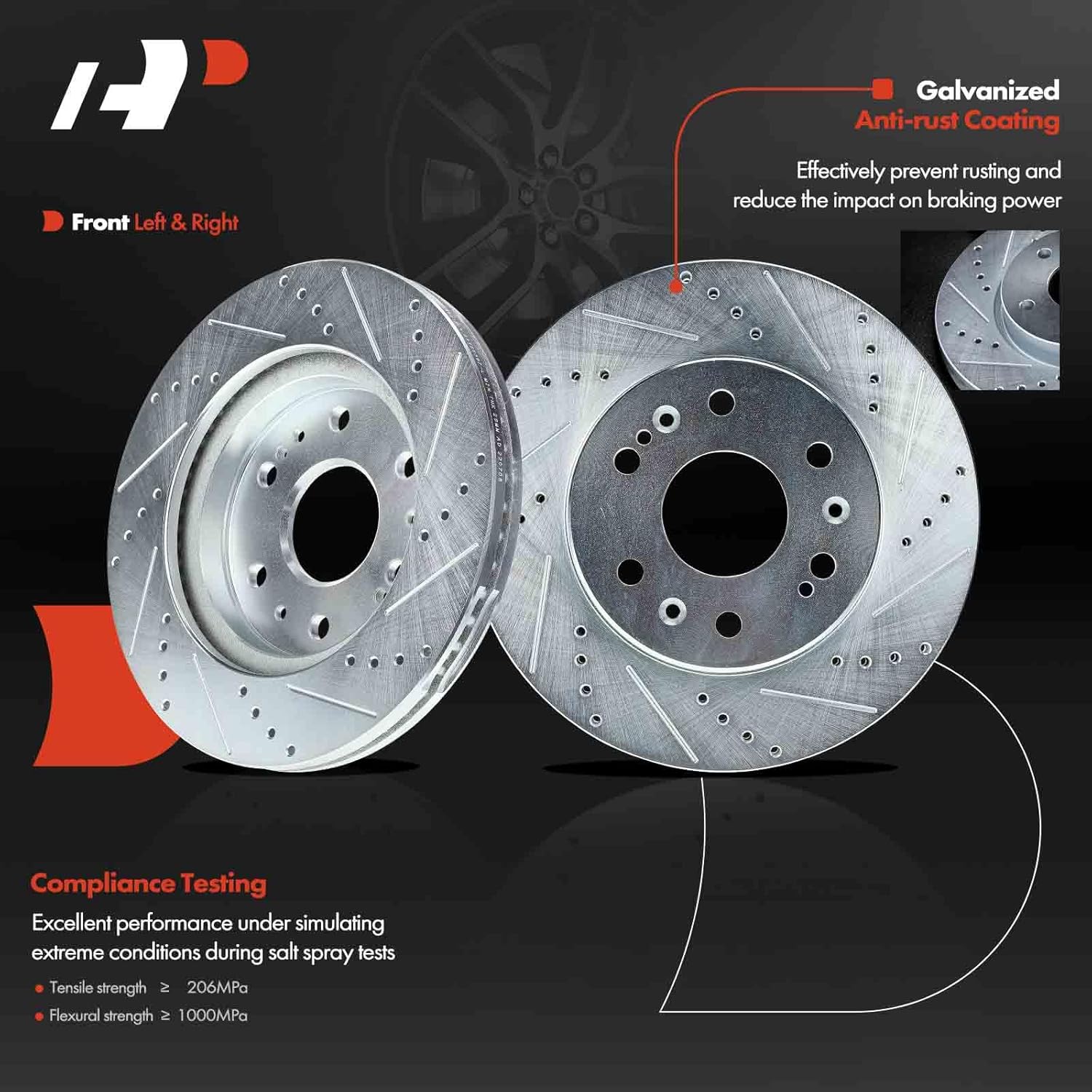 A-Premium Front and Rear Drilled and Slotted Disc Brake Rotors Compatible with Select Chevy, GMC and Cadillac Models - Silverado 1500, Sierra 1500, Escalade, Avalanche, Suburban, Tahoe, Yukon, 4-PC