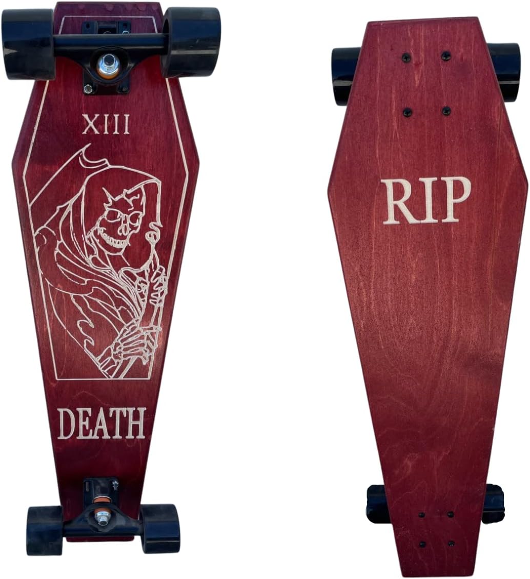 Coffin Death Tarot Red Skateboard | Longboard | 30x9 | Coffin Croozer