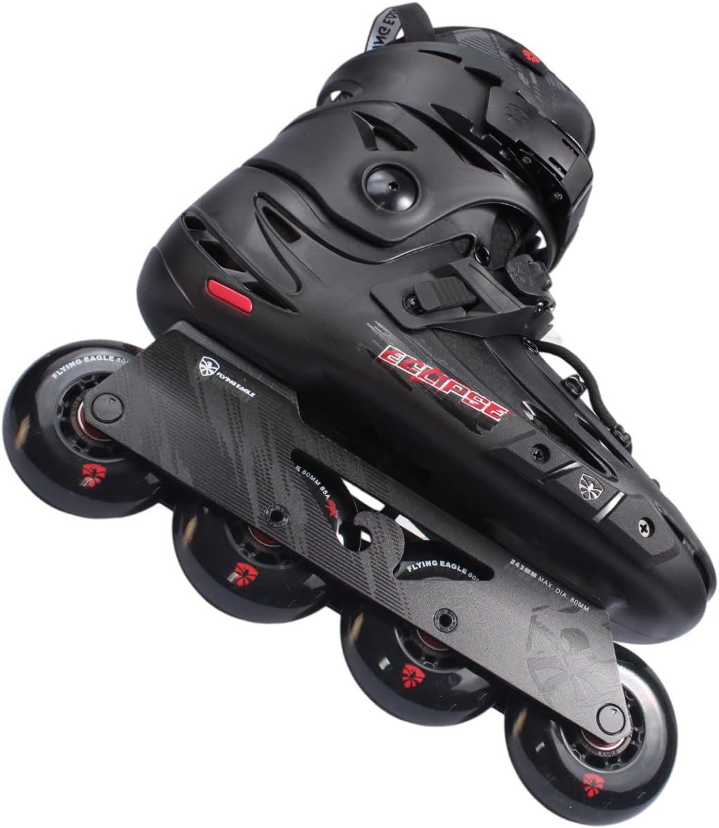 Flying Eagle F5D Eclipse Freeskates - Roller Skates Women, Aggressive Inline Skates Men Sport, Outdoor Roller Skate Shoes for Adults, Inline Skate, Skating Shoes - Black, Men's Size: 3.5-4US / 36EU