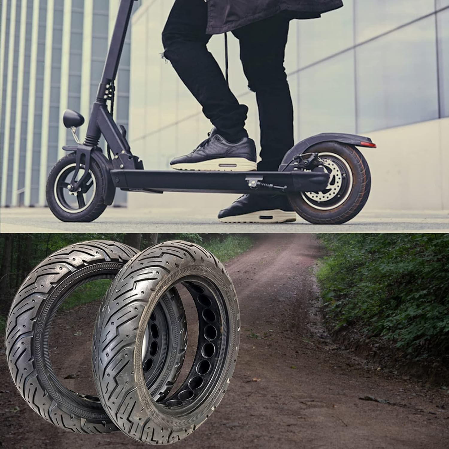 Replacement Honeycomb Solid Tires, Rubber Electric Scooter Wheel Tire, Explosion-Proof Tubeless Tires 10x2.50-6.5