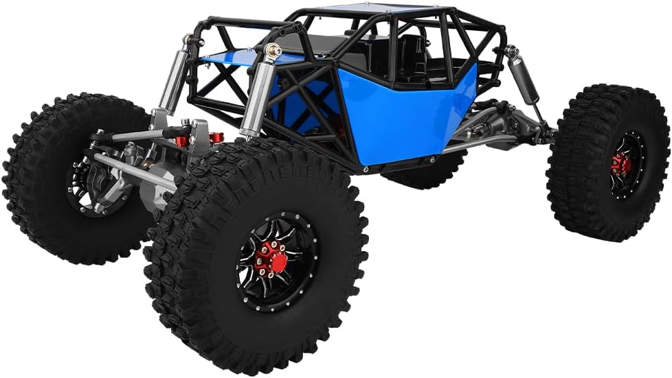 Metal DIY 330mm Wheelbase Rock Buggy Frame Chassis Crawler with VP Element Enduro Portal Axle Nylon Tube Roll Cage for 1/10 RC Crawler Axial SCX10 II Upgrades (Blue)