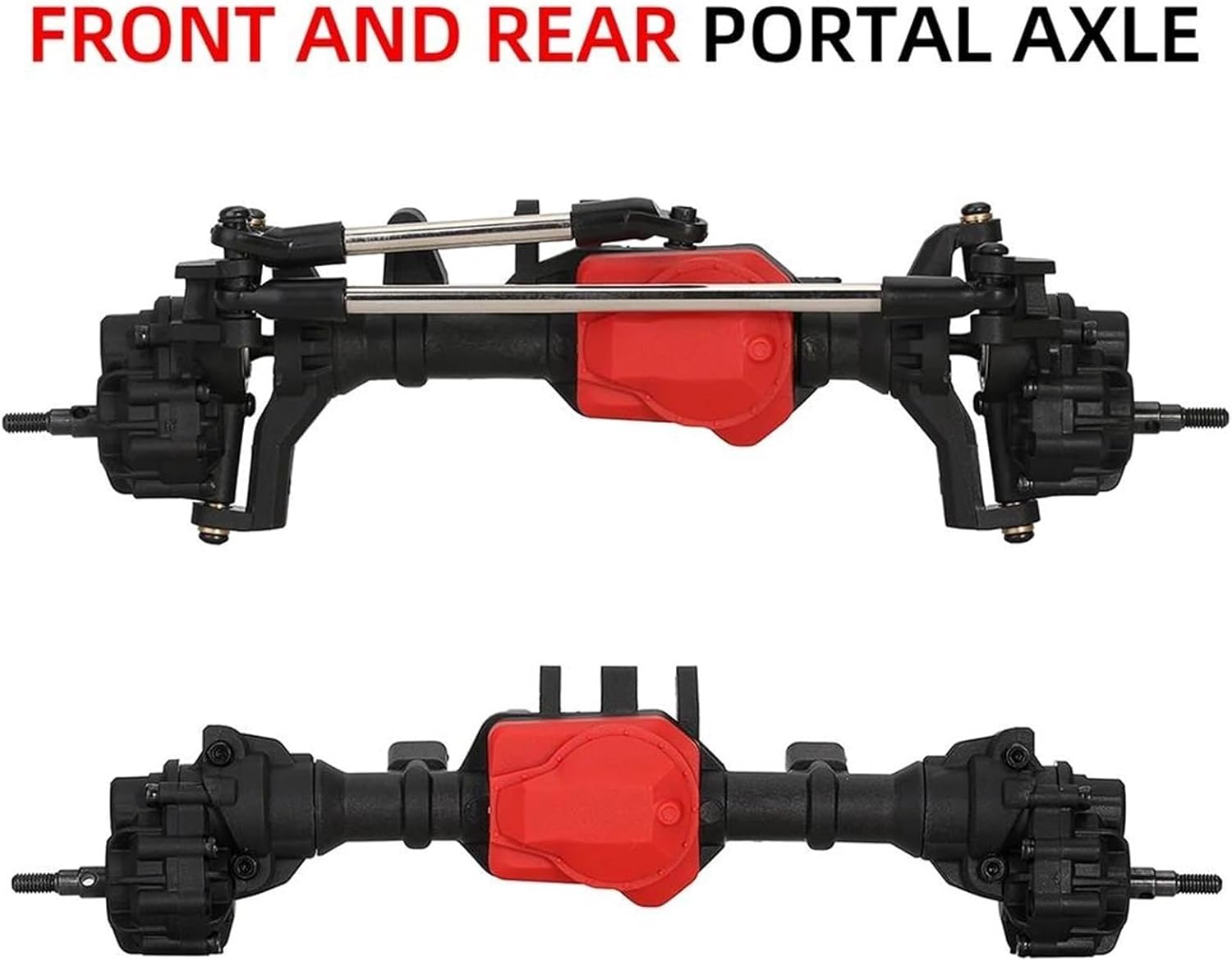 RC Car Upgrade Parts for Traxxas TRX-4 for Axle Metal RC Portal Axles 1/10 Front and Rear with T-Lock Differential Modification Accessories(Front and Rear Axles)