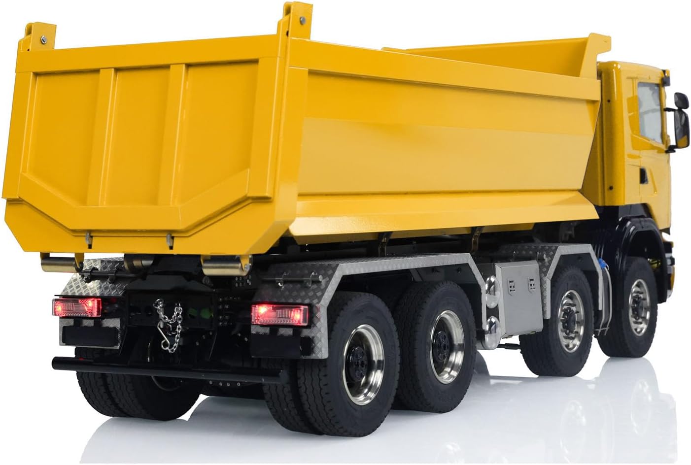 1/14 8x8 RC Hydraulic Full Dump Truck Roll-Off Dumper Car Differential Lock Axles Remote Controller and Receiver for Adult Hobby(Yellow)