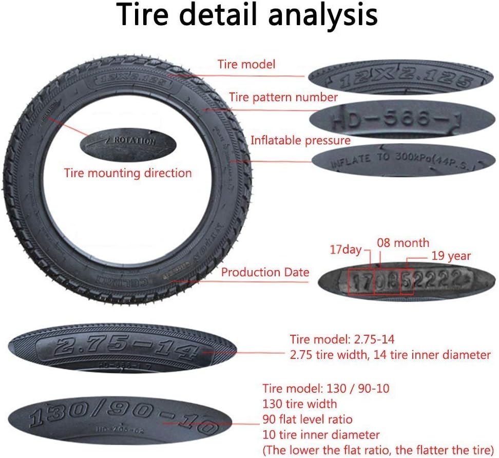 Tires Electric Scooter Tire 14X2.5 Vacuum Tire 60-100-10 Tubeless Pneumatic Tire Non-Slip and Wear-Resistant Suitable for Electric Motorcycle