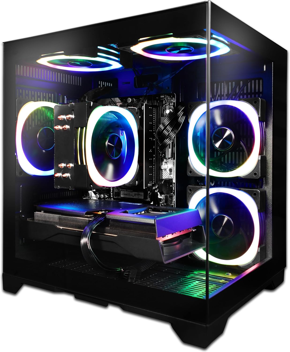 SAAV CORE Prebuilt Gaming PC Bundle Desktop Tower AMD Ryzen 7 5800X Radeon RX 9060 XT 8GB GDDR6 32GB DDR4 1TB NVMe SSD WiFi 6 Bluetooth Windows 11 Black Air Cooler RGB Computer PC Gaming