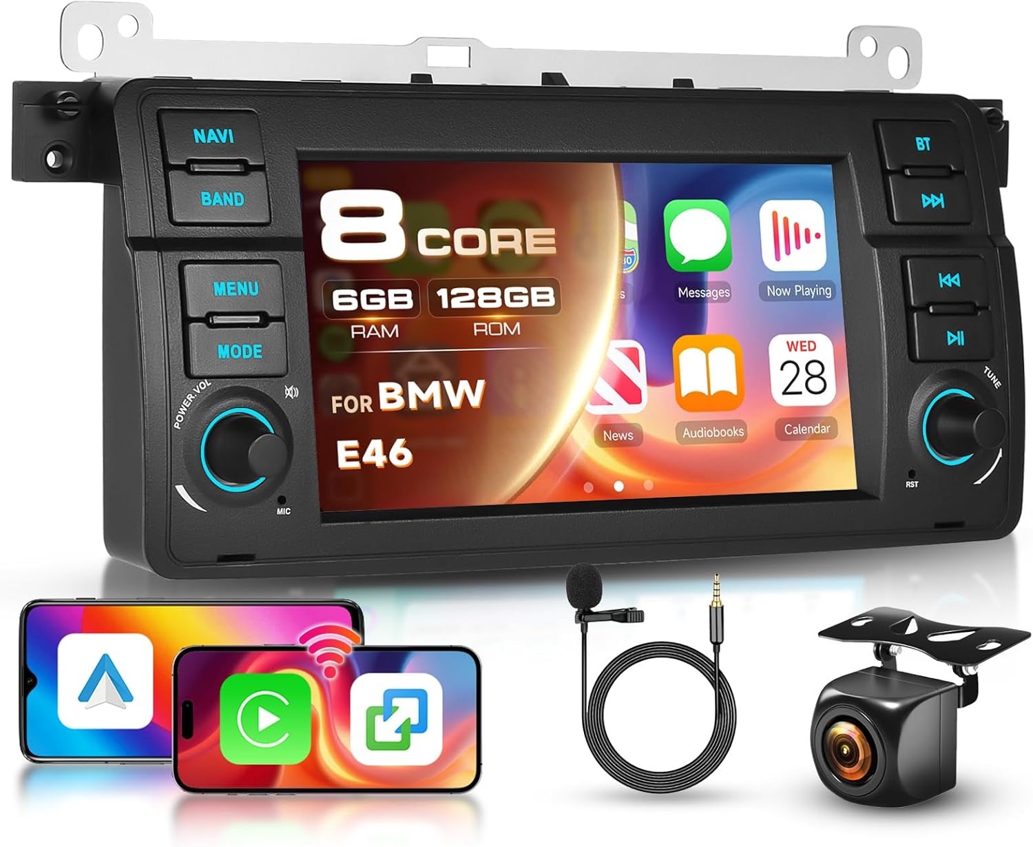 8 Core 6G 128G for BMW 3 E46 Compact/Convertible/Touring/Touring E46 Radio Android 7 inch Touchscreen Wireless Carplay Android Auto