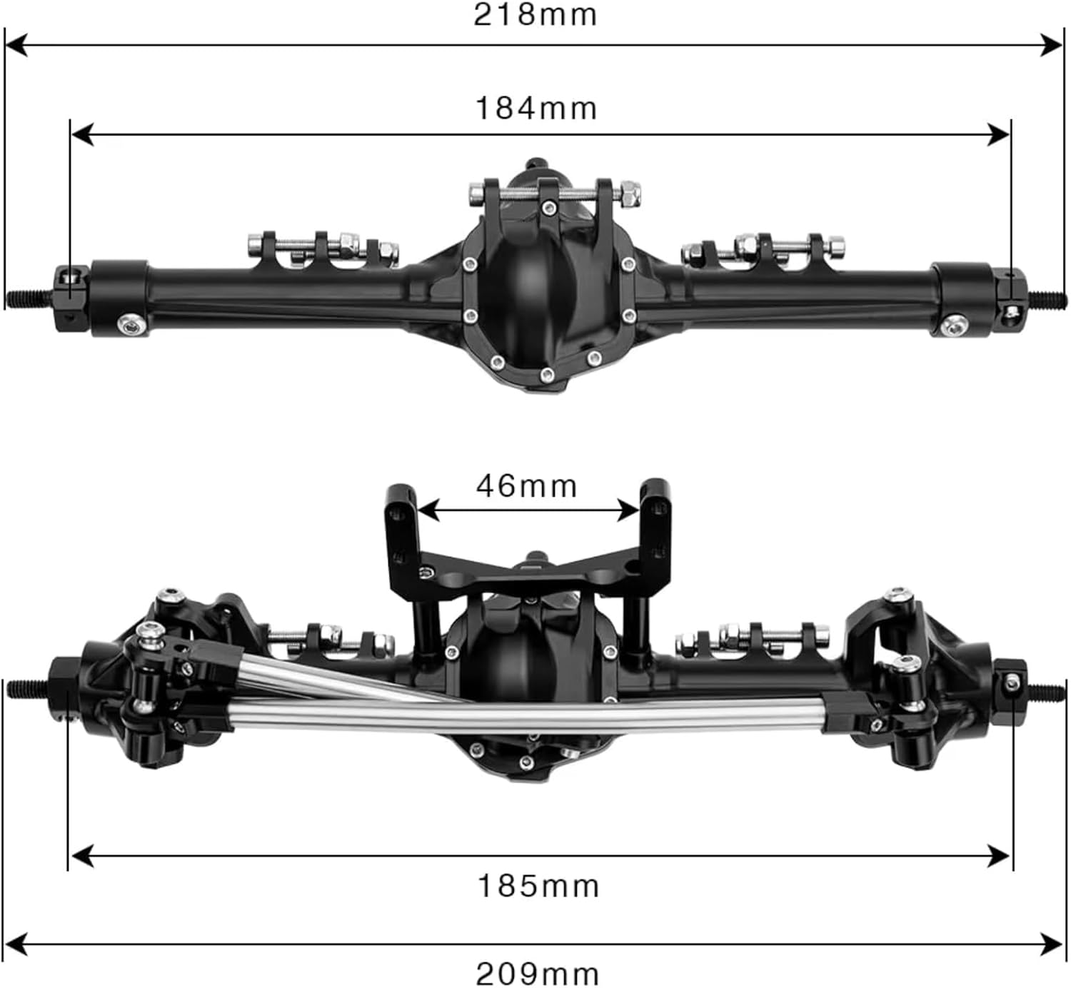 Rc Crawlers Axles For Axial For SCX10 I II 1/10 Aluminum Front Rear Axles Set RC Crawler Car Upgrade Model Accessories Assemble Reapir Replace(Black)