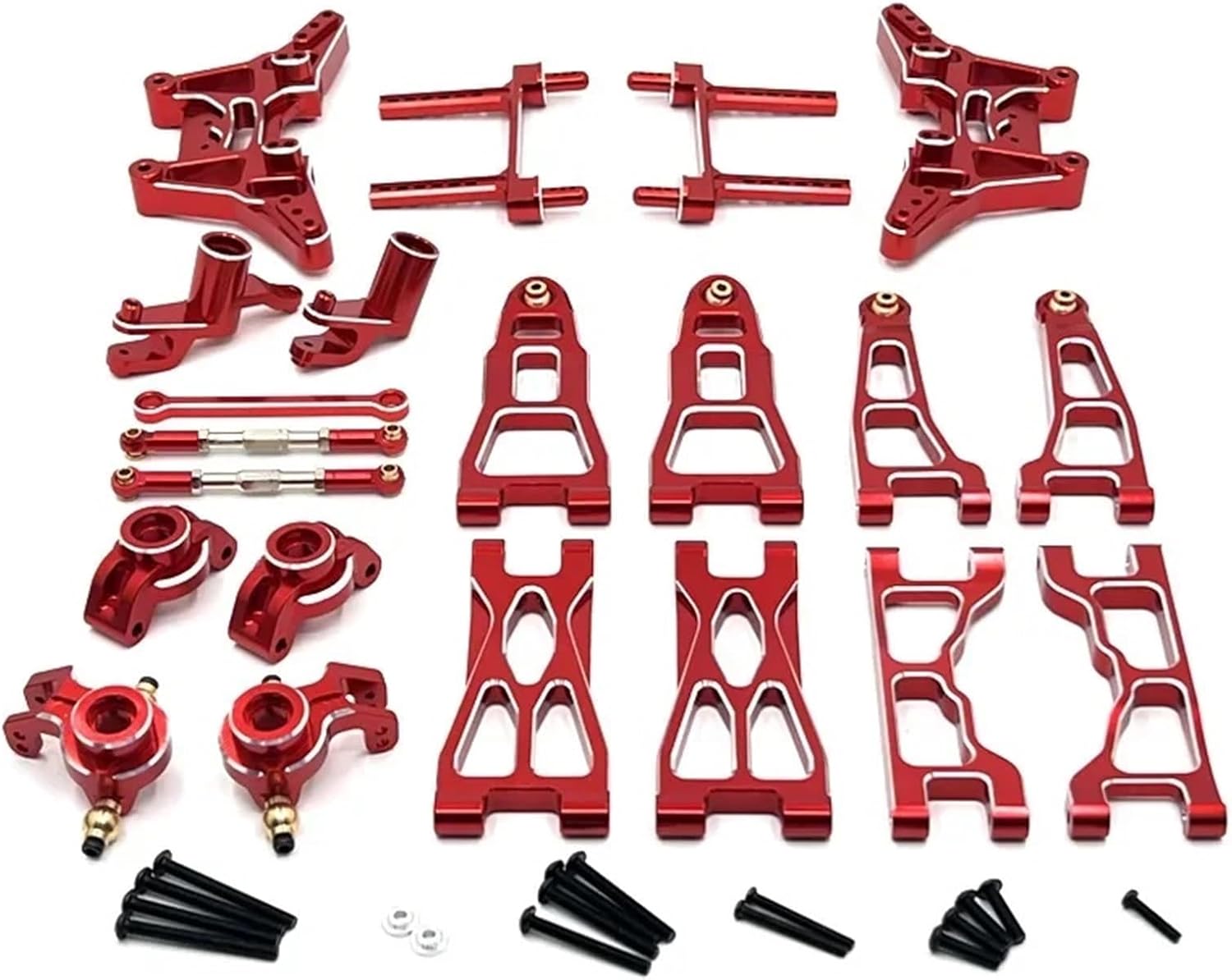 RC Crawlers Spare Parts for UD1201 UD1202 1/12 PRO Metal Steering Cup Front and Rear Suspension Arm Shock Tower Link Kit RC Car Upgrade Parts Accessories(Red)