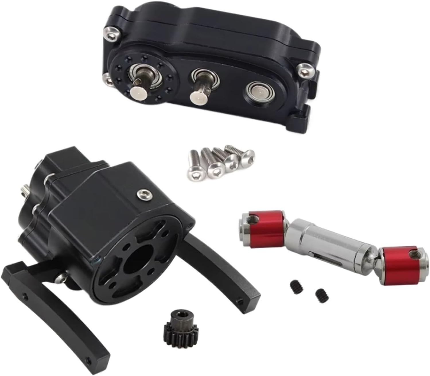 Rc Parts For Axial For SCX10 For SCX10 II 1/10 RC Crawler Car Front Motor Transmission Prefixal Gearbox Transfer Case Upgrade Parts(Black)