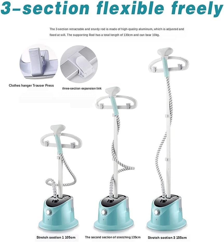 Clothes 2000W Vertical Garment Steamer,Small Hanging Ironing Machine Steam Iron Hand-Held Ironing Machine, With Ironing Board and 1.7L Water Tank (Blue)