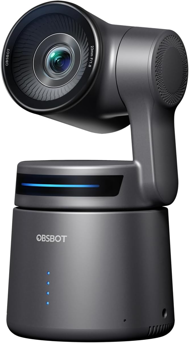 OBSBOT Tail Air NDI Streaming Camera 4K, AI Tracking PTZ Camera with Intelligent APP, Gesture Control, HDMI/USB-C/Wireless Webcam, Video Camera Live Stream for YouTube, Church, Worship, Creator, etc.