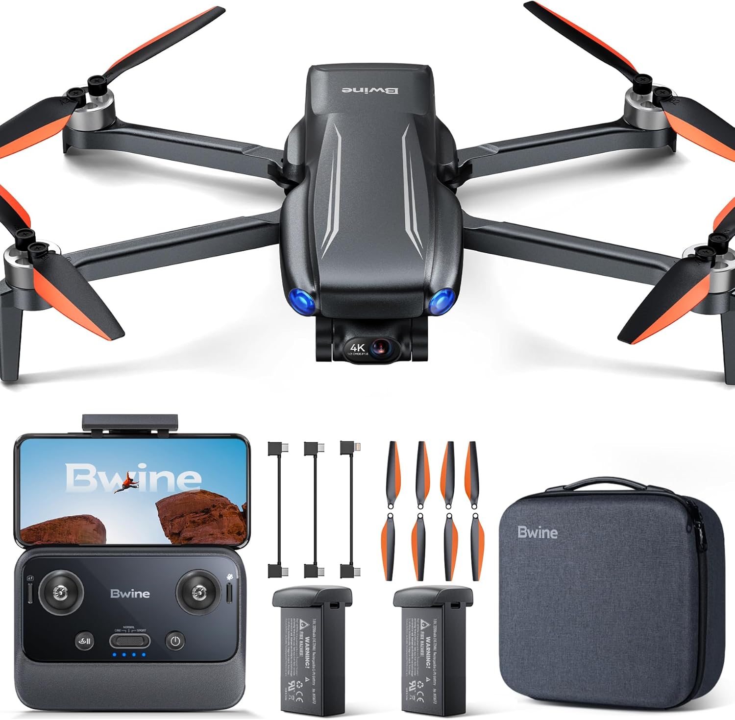 Bwine F7MINI 8K AI Drones 64 Mins with Camera for Adults 4K/30FPS Video, 3-Axis Brushless Gimbal 20000ft Transmission, Vertical Shooting, GPS Return Update, Follow, waypoint, Orbit Fly