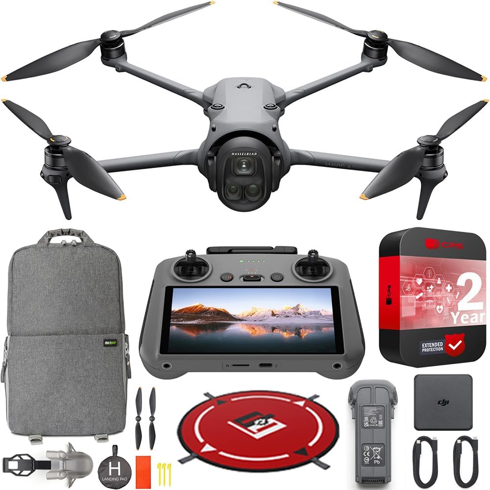 DJI Mavic 4 Pro Triple Camera Flagship Drone (w/DJI RC 2 Remote), 100MP 4/3 CMOS Hasselblad Camera With 6K/60fps HDR Video, 0.1-Lux Nightscape, Obstacle Sensing Bundle with Deco Gear Kit