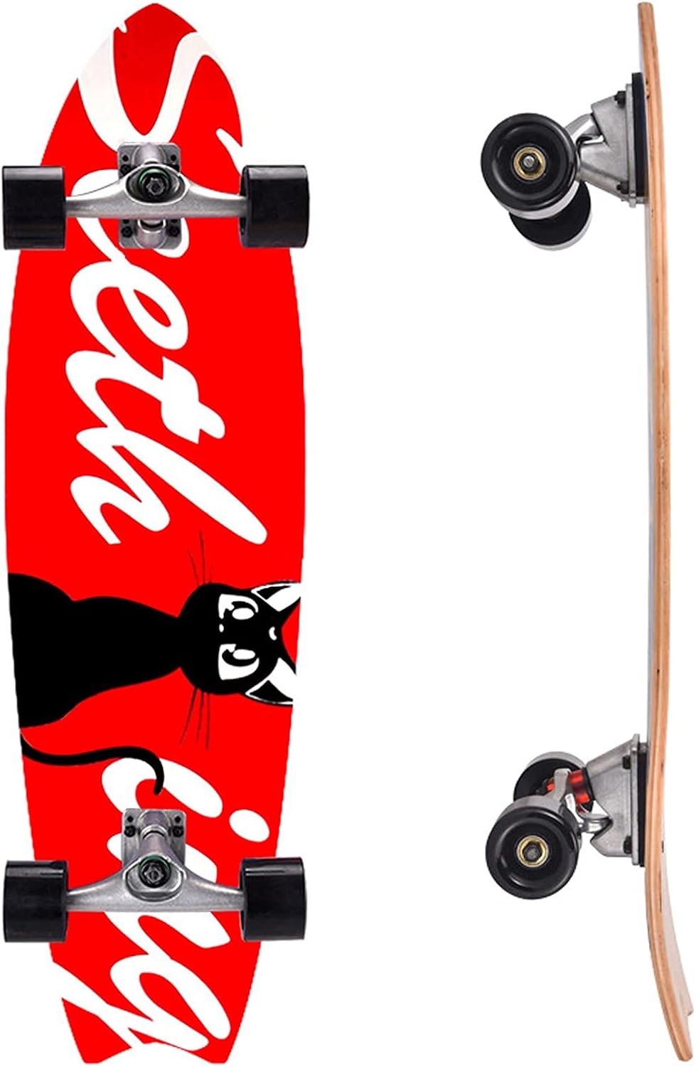 VOMI SurfSkates Complete Skateboard 79×20cm CX4 Truck Land Surfing Board 8-Layer Maple Board ABEC-9 Bearing for Carving Pumping for Beginner Children Teenagers Youth Adults Gift (A)