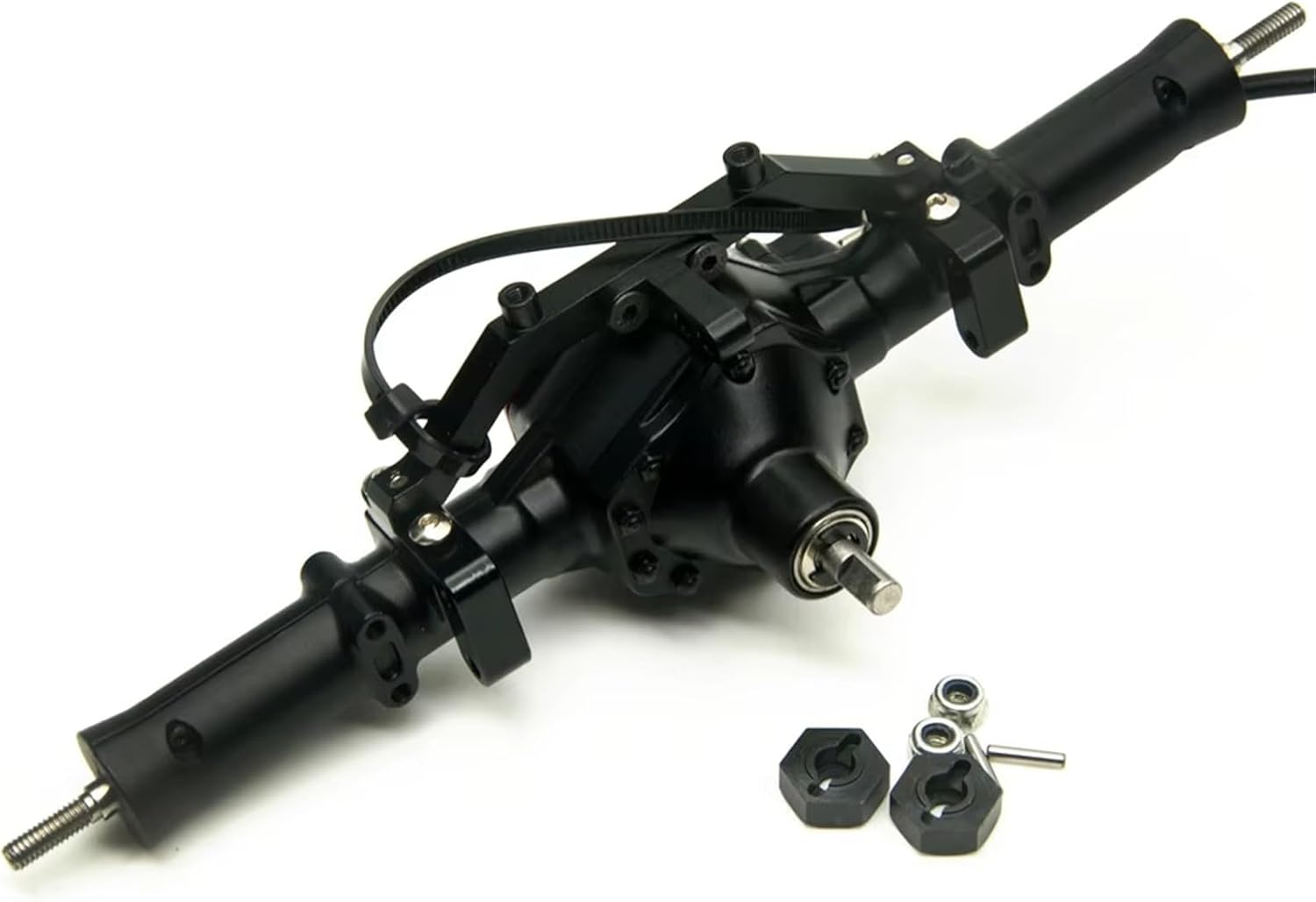 RC Car Accessories Compatible with Axial for SCX10 1/10 RC Crawler Car Upgrade Parts Metal Front Rear Axle with 4WD Lock Heavy Duty Steering Linkage Kit(Rear Axle)