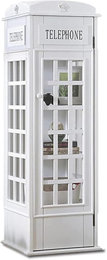 Wood Bookshelf Telephone Booth Shape cute Floor Standing Bookcase Storage Rack For Kids adults 5-tier wood London Telephone Booth Storage Shelf cube decorative Bookshelf Organizer Display(Color:White)