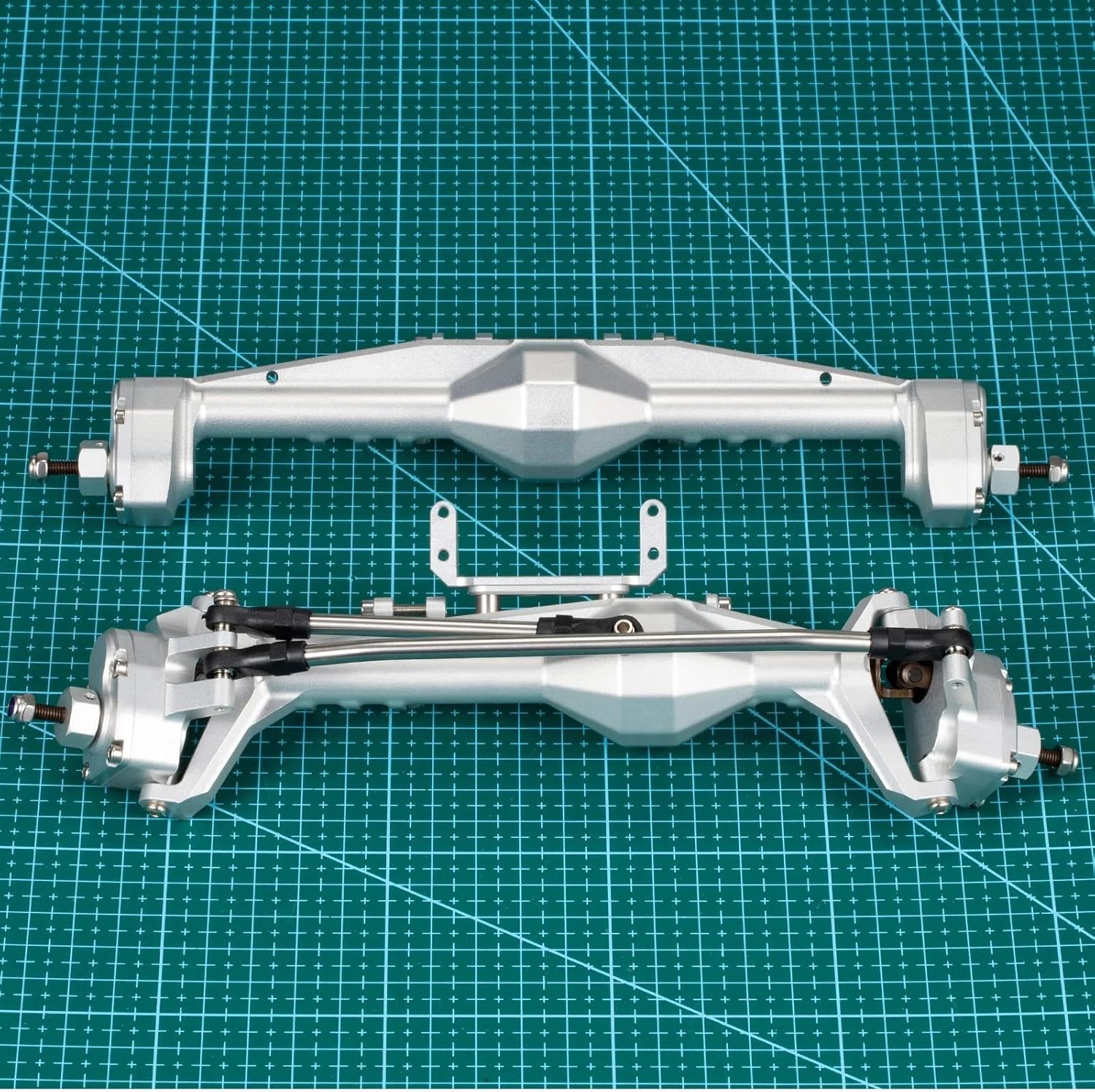 RC Car Upgrade Parts for Axial for Capra 1.9 for UTB AXI03004 for Buggy 4WS 1/10 RC Front Rear Axle Set Upgrade Parts Aluminum F9 Portal Axle Upgrades Parts(Silver,1Set)