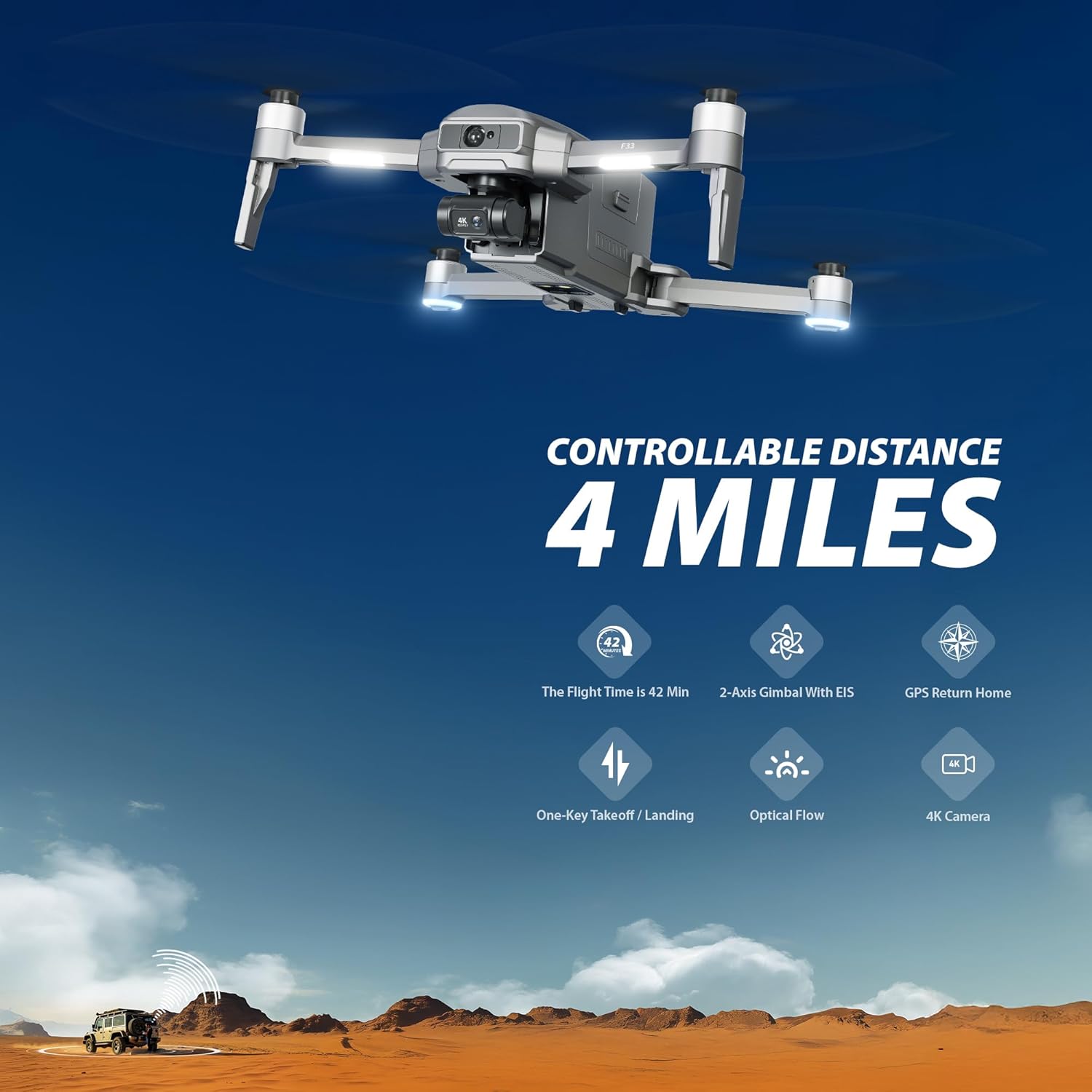 Contixo Drone for Adults, 4K Camera, 2-Axis Gimbal & EIS, Obstacle Avoidance, 5.5