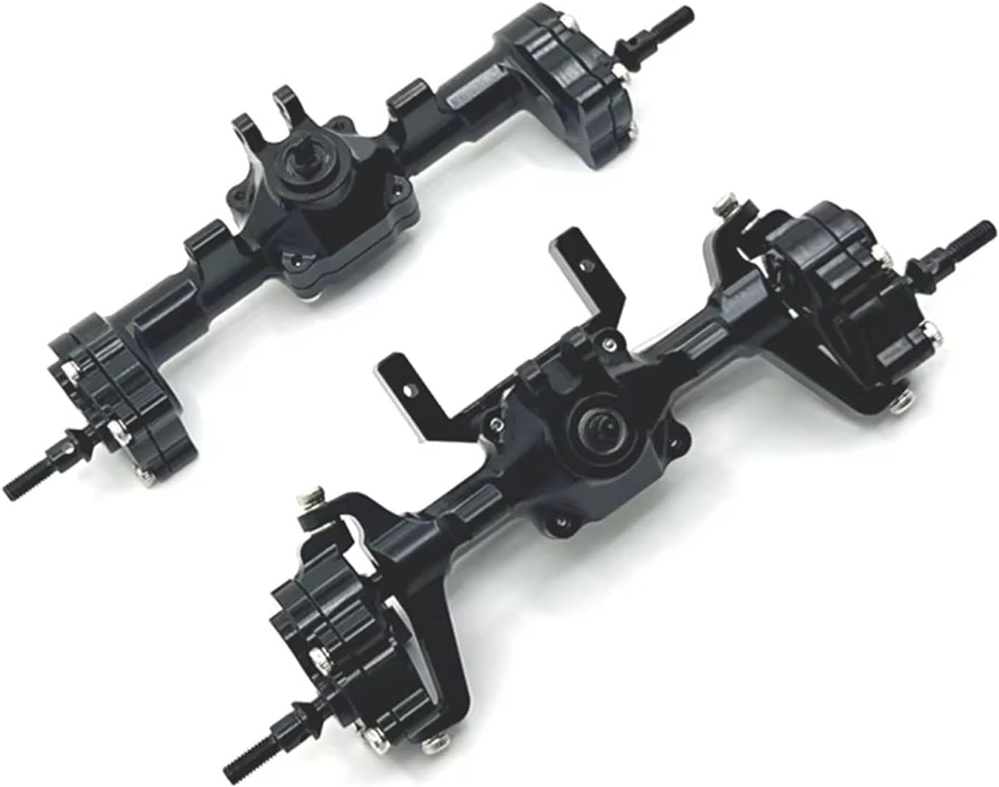 RC Front Rear Drive Axle Compatible with FMS for FCX24 for Xiaoqi for Crusher 1/24 RC Car Parts Upgrade Metal Front Rear Portal Bridge Axle Differential Assembly(Black,Front and Rear)