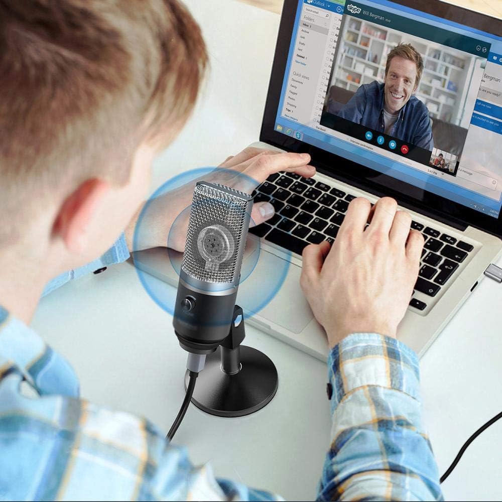 USB Microphone for Laptop and Computers for Recording Streaming Twitch Voice Overs Podcasting for Skype (D)