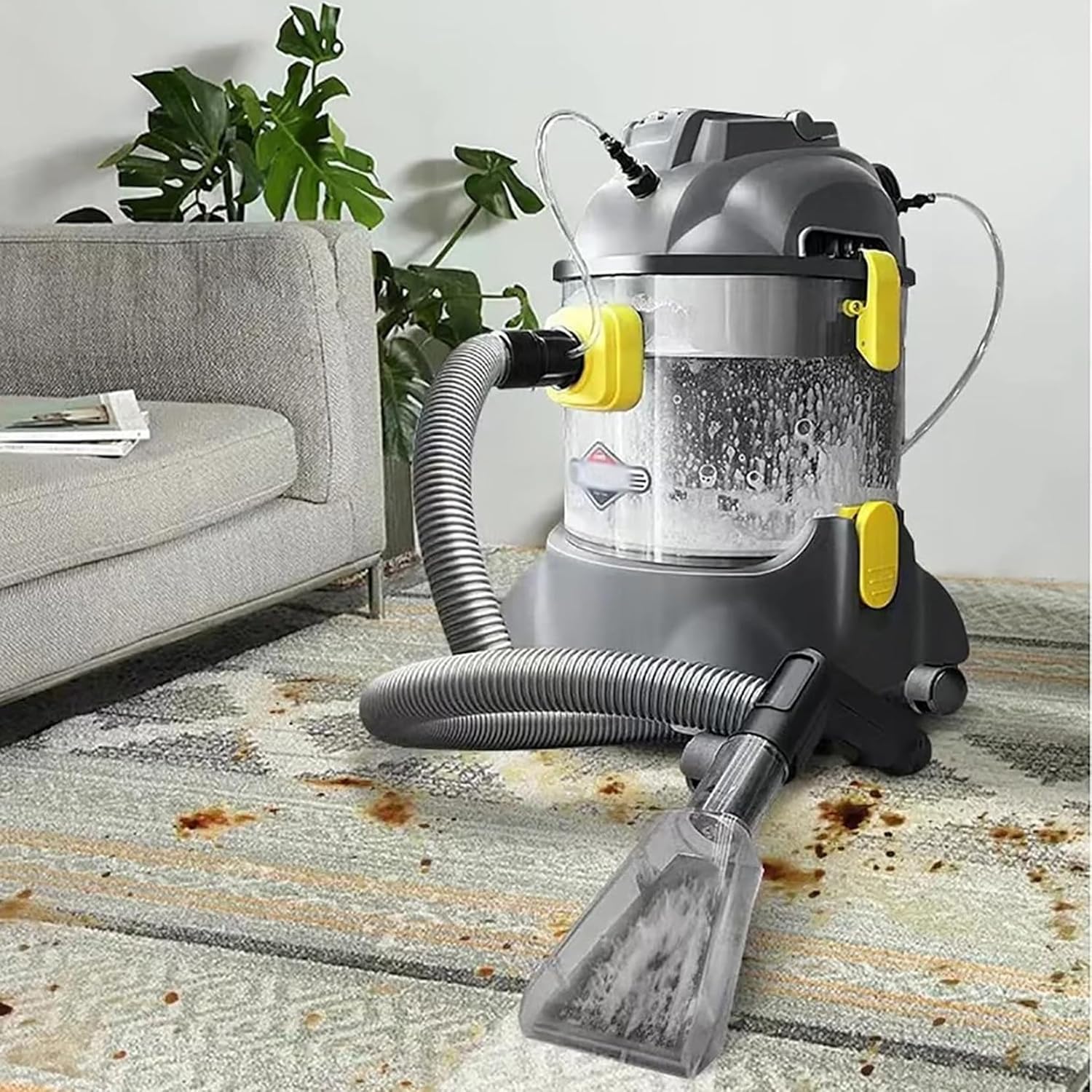 1400W Car Interior Cleaning Machine - 2-in-1 Spray & Extraction, Multifunctional Vacuum Cleaner for Sofa, Curtains & Carpets, Deep Clean for Home & Auto Use