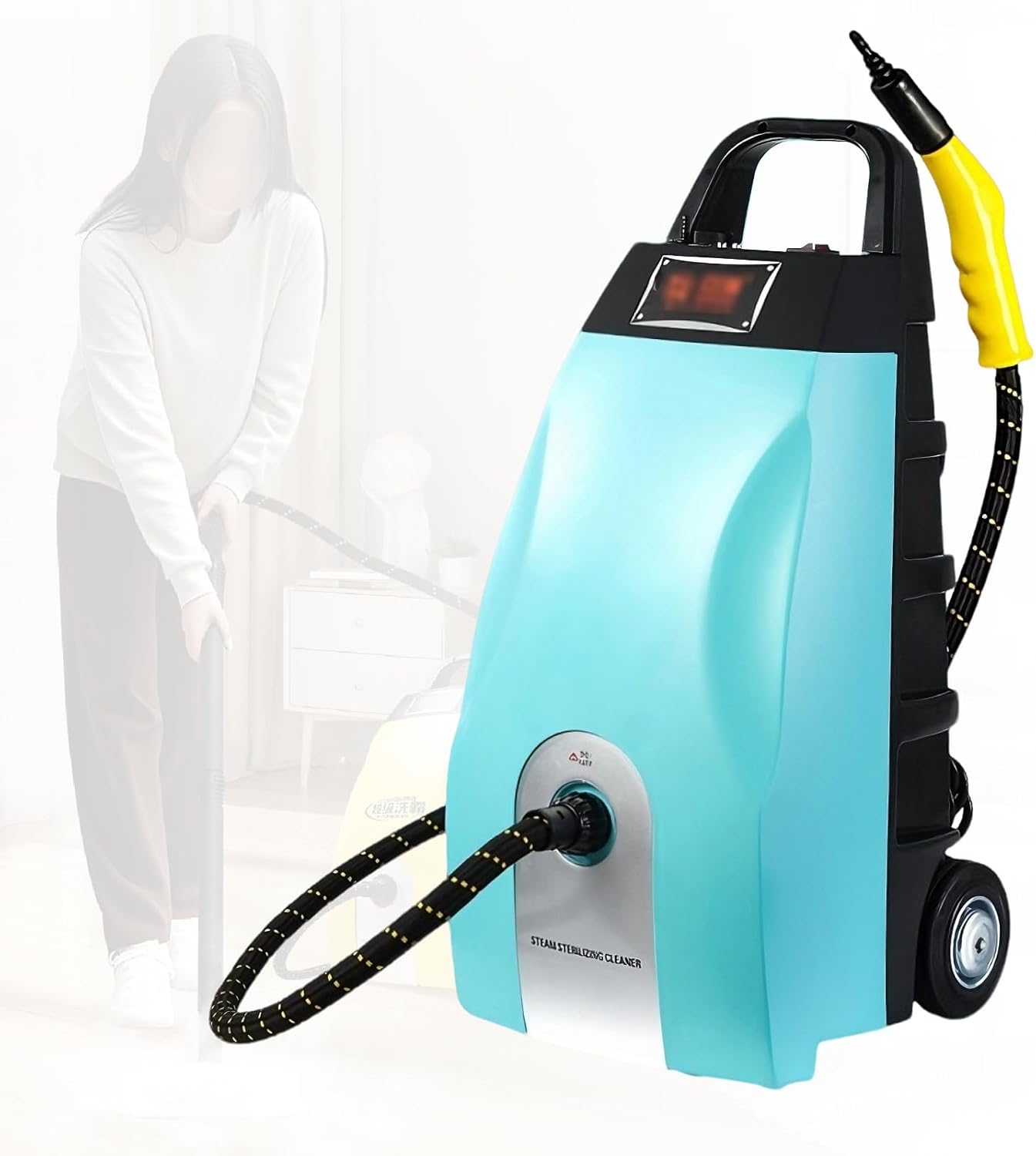 WEICNE 3.5 L Steam Cleaner, 2500W High Pressure Multi-Use Steam Washer, with 8 Accessories, Continuous Steam, 20-30 - sec Heat - Up,for Home,Car Washing and AC Cleaning,Yellow/Blue Blue
