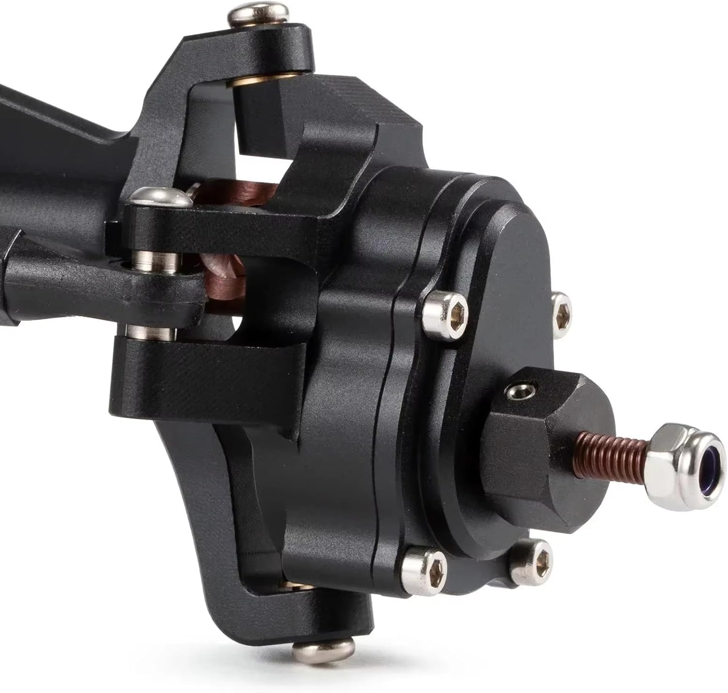 RC Axle Models For Axial For Capra For SCX10 III For LCG Portal Axle Machined 7075 Aluminum Piece Construction Offset With BAT Servo Mount(Silver,1set)