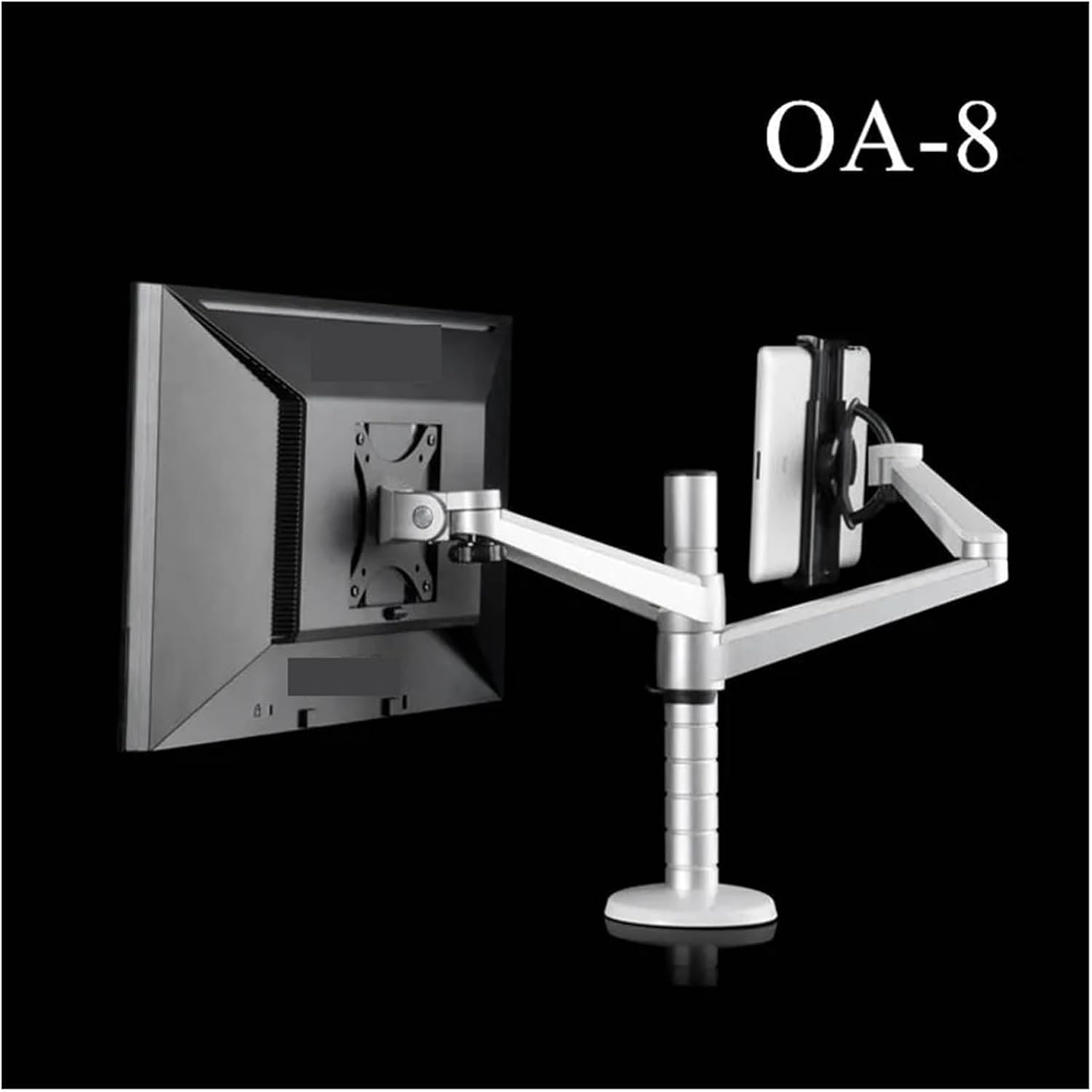 OA-8 Desk Clamp Full Motion Height Adjustable Dual-Arm Stand + Single-Arm Monitor Stand