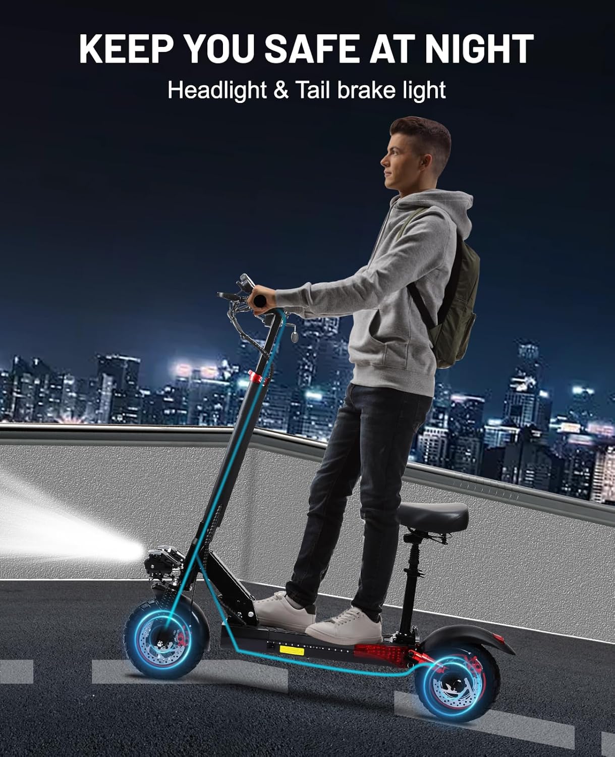 Electric Scooter Adults with Seat - 800W/1200W Motor, 28/40 Miles Long Range & 28/34 Mph Fast Electric Scooters with Seat,11