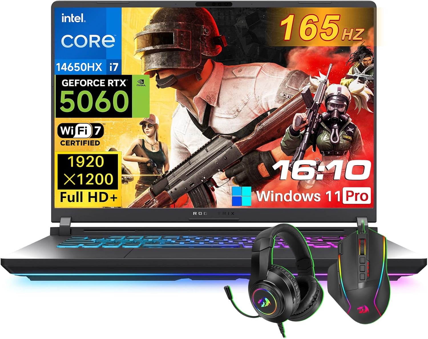 ASUS ROG Strix G16 Gaming Laptop, 64GB DDR5, 8TB Gen 4 SSD, 16” FHD+ 16:10 165Hz/3ms Display, NVIDIA GeForce RTX 5060, Intel Core i7 Processor 14650HX, Windows 11 Pro, Wi-Fi 7, w/Accessories