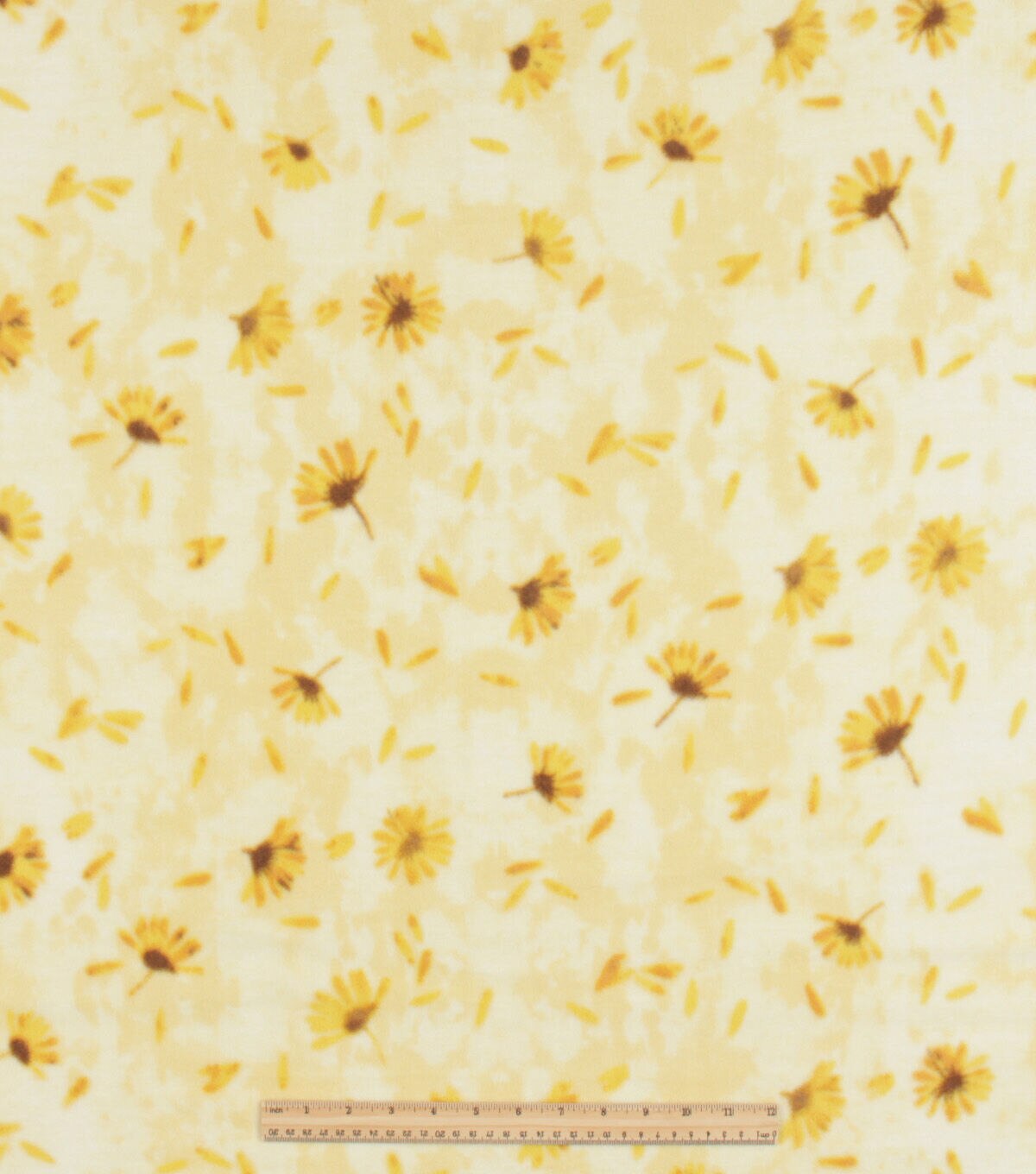 Yellow Watercolor Floral Anti Pill Fleece Fabric