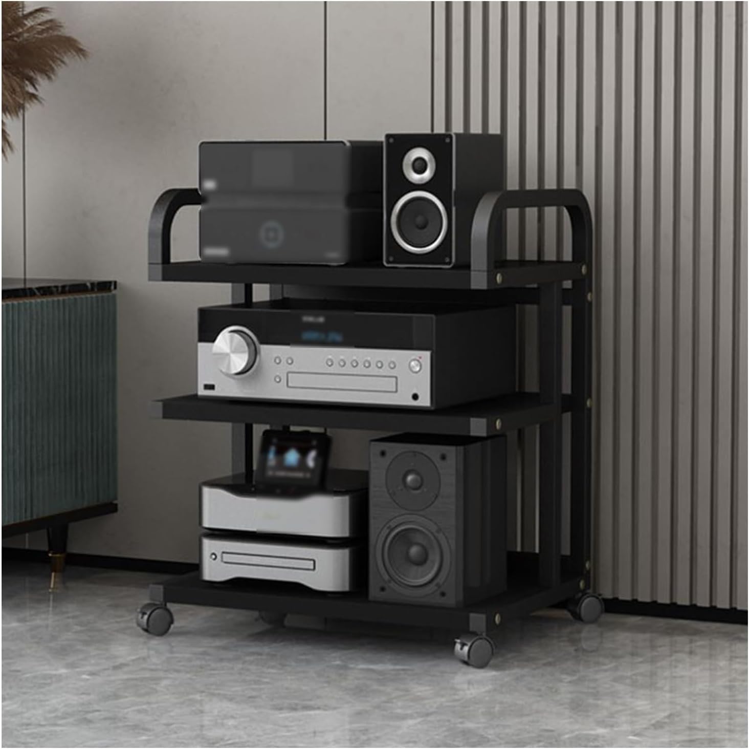 YLQFGUVWK 3 Tier AV Media Rack Wooden Corner Frame Component Cabinet Stereo Audio Rack Stand Tower Perfect for DVD Player with Height Adjustable Wooden Stand (Color : Color-4