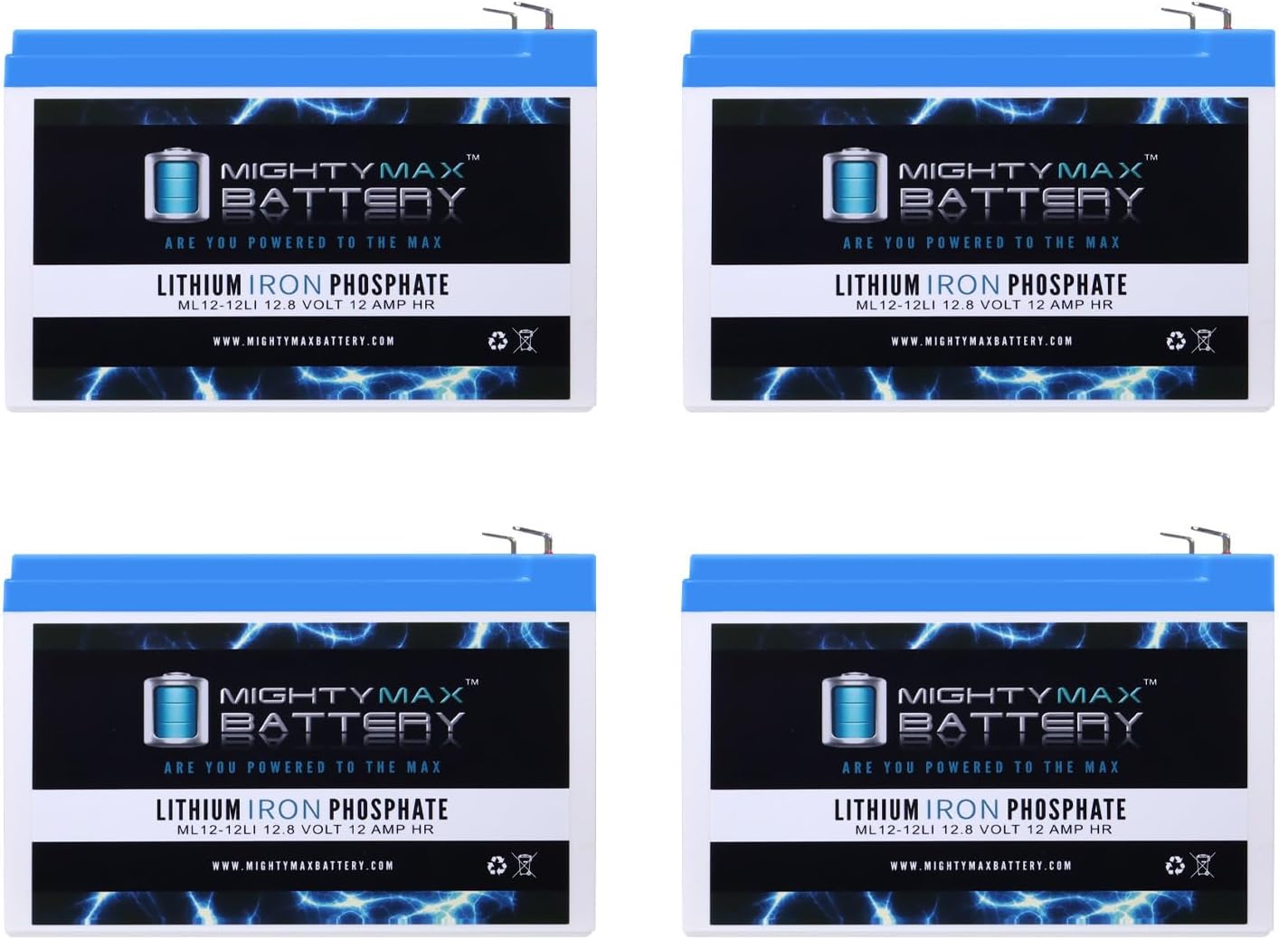 Mighty Max Battery 12V 12Ah Lithium Replacement Battery Compatible with Interstate DCM0012 Wheelchair Scooter - 4 Pack