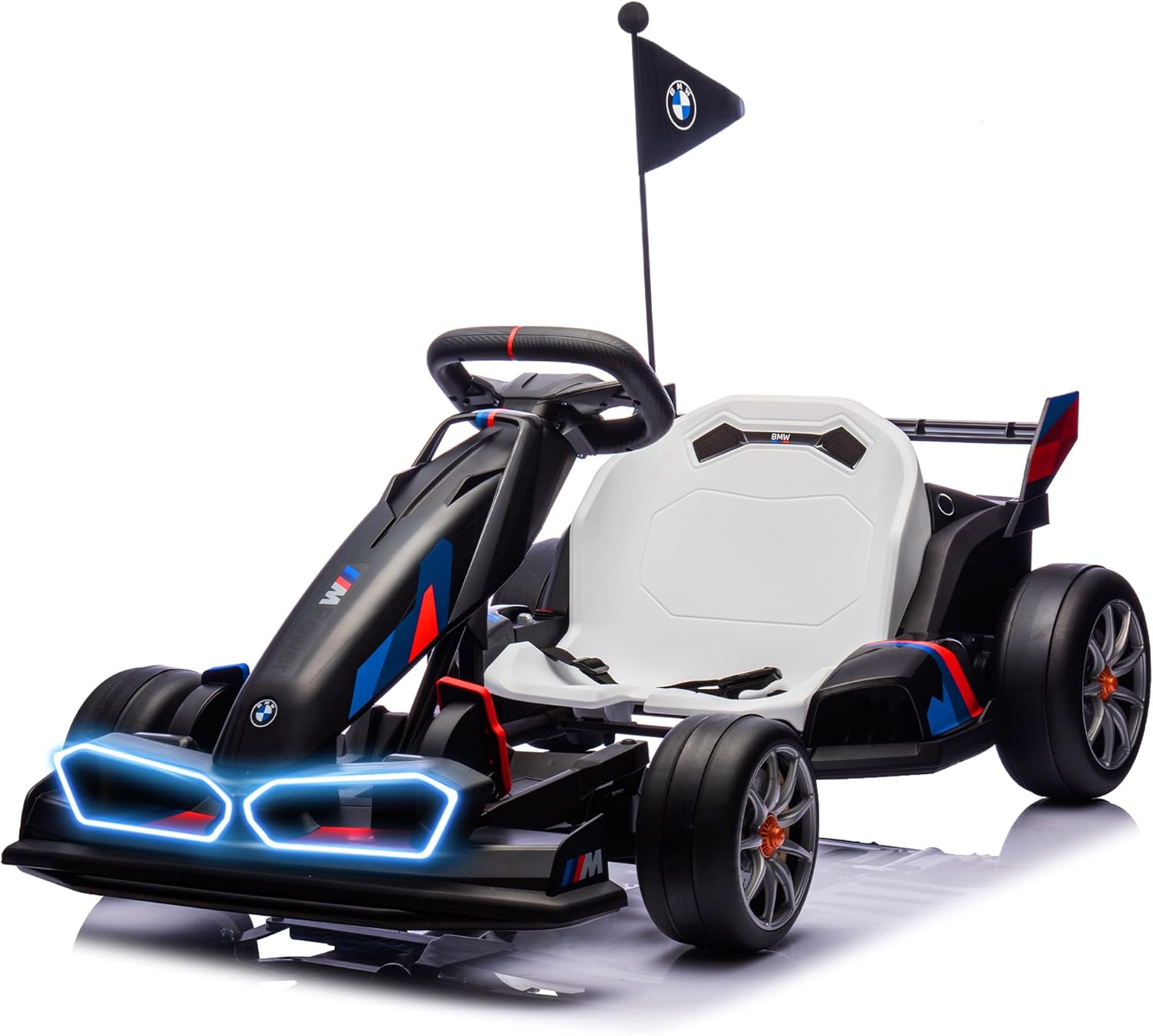 FORESEE 36V Licensed BMW Kids Electric Go Kart, Battery Powered Drift Kart w/Adjustable Seat, Ride On Toy for Big Kids Ages 6+, 8.6MPH Racing Go Cart w/600W Motor, LED Lights & Safety Belt, Black