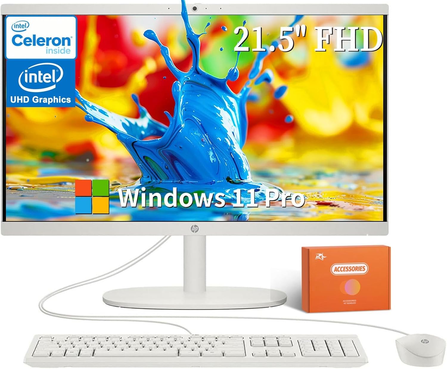 HP 2025 All-in-One Desktop Computer, Intel Celeron J4025 Processor, 21.5