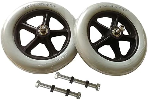 2Pcs Wheelchair Front Wheel, 8 Inch Wheelchair Caster Wheel Wheelchairs Wheel Replacement with 5/16 inch Bearing for Manual Wheelchairs (Grey/Black)