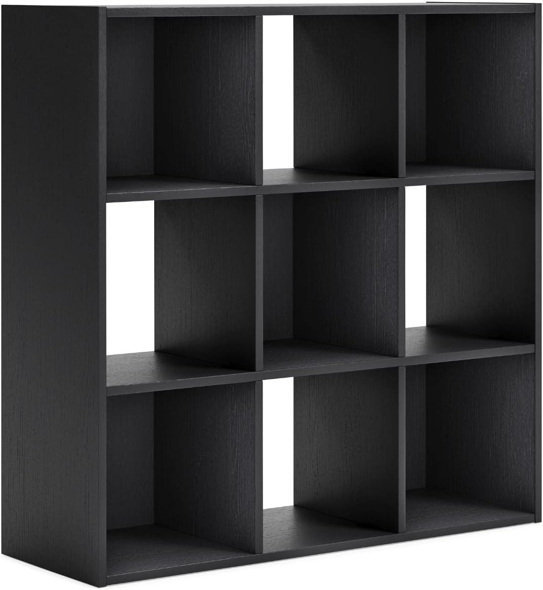 Signature Design by Ashley Langdrew Contemporary 9 Cube Storage Organizer or Bookcase, Black