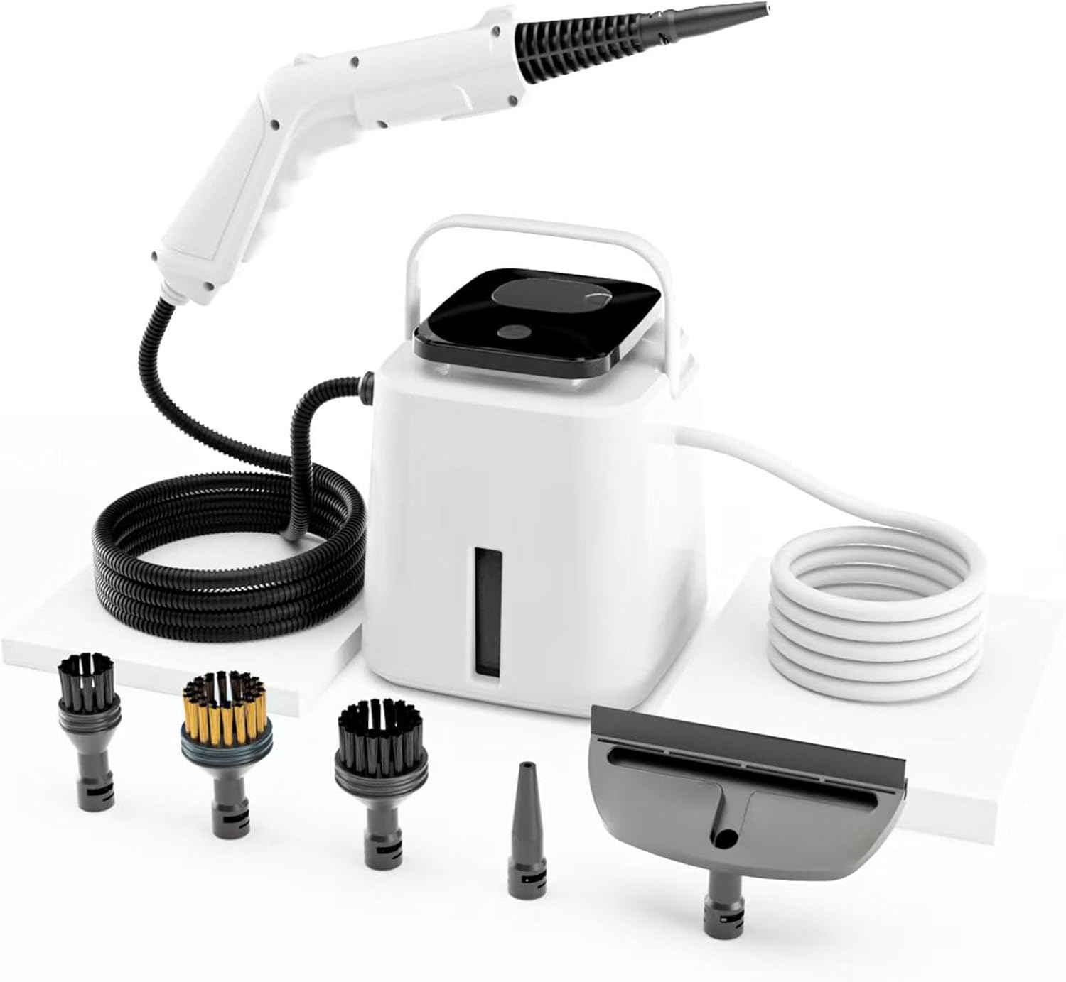 Steam Cleaner, Handheld Steamer with 10S Fast Heating, 1.55L Tank,4-Level Adjustable Handle,110° High Temperature SteamSteam Cleaner for Home,Car,Dirt,Grease,Grout,Tile,Couch (White)