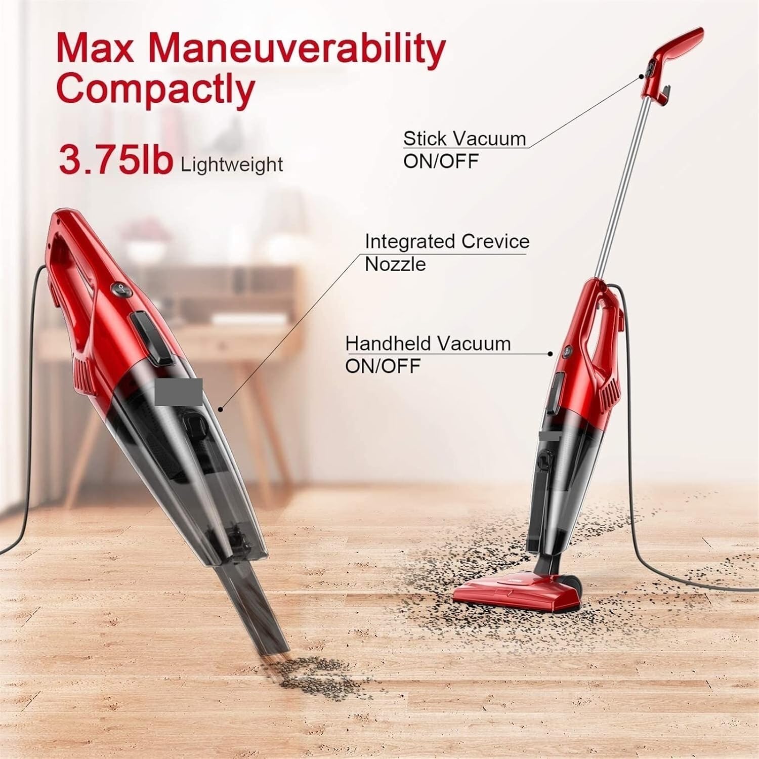 WAGNUS Hand Held Vacuum, Household Vacuum Cleaner Power Suction Vertical Clean Vacuum Cleaner Handheld Sweeper Mopping Machine