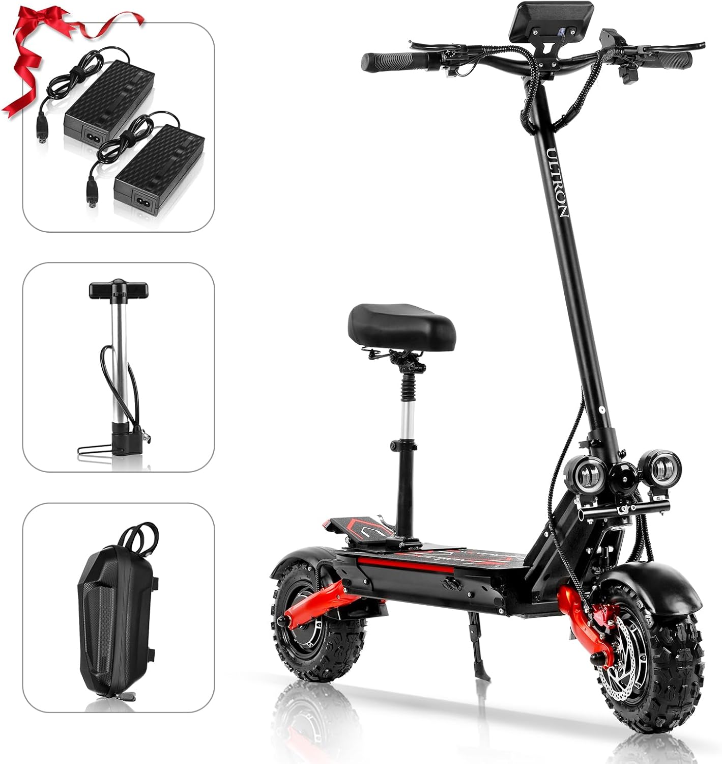 Electric Scooter with Seat for Adults, 60V 6000W Electric Scooters Adult 52mph with 1440WH Battery, Up to 50Miles Long Range, Dual Motor 11