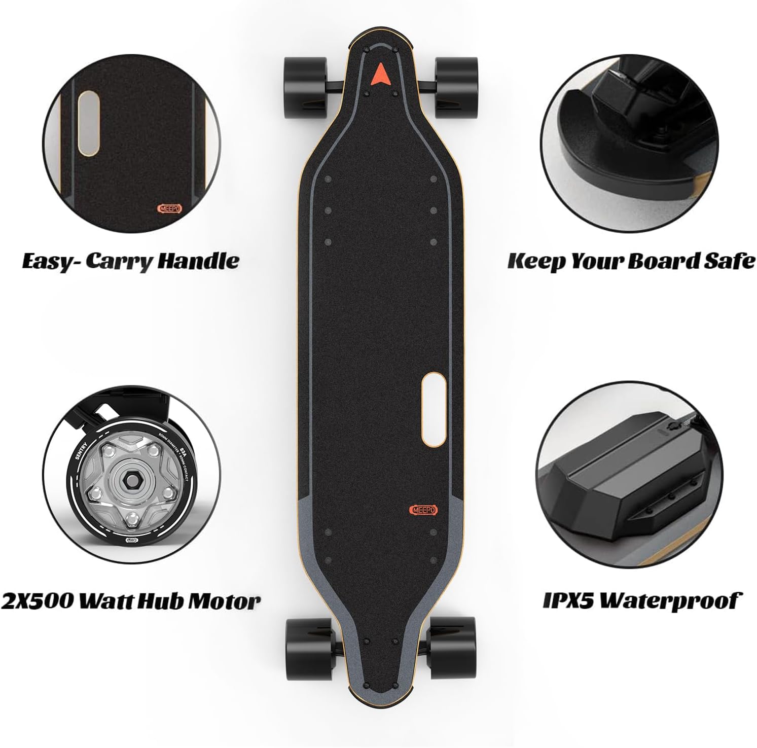 MEEPO Campus V3 Series/Envy Electric Skateboard with Remote, Top Speed Up to 29 Mph, 4 Speed Smooth Braking, Easy Carry Handle Design, Suitable for Adults & Teens