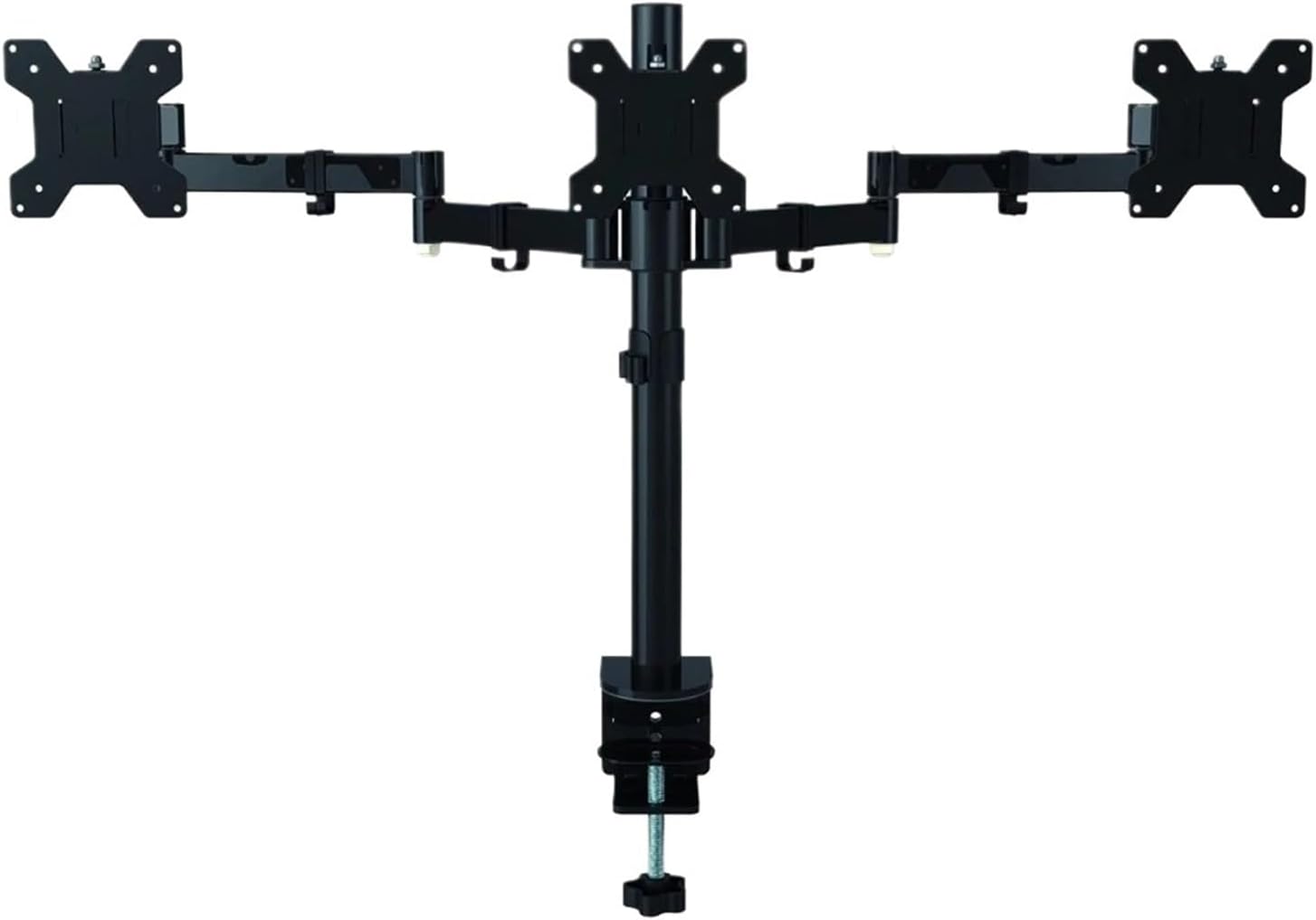 Fully Adjustable Three Arm Triple LCD LED Monitor Desktop Stand Mounting Bracket 360 Degree Rotation 180 Degree Pull Out Swivel Arm