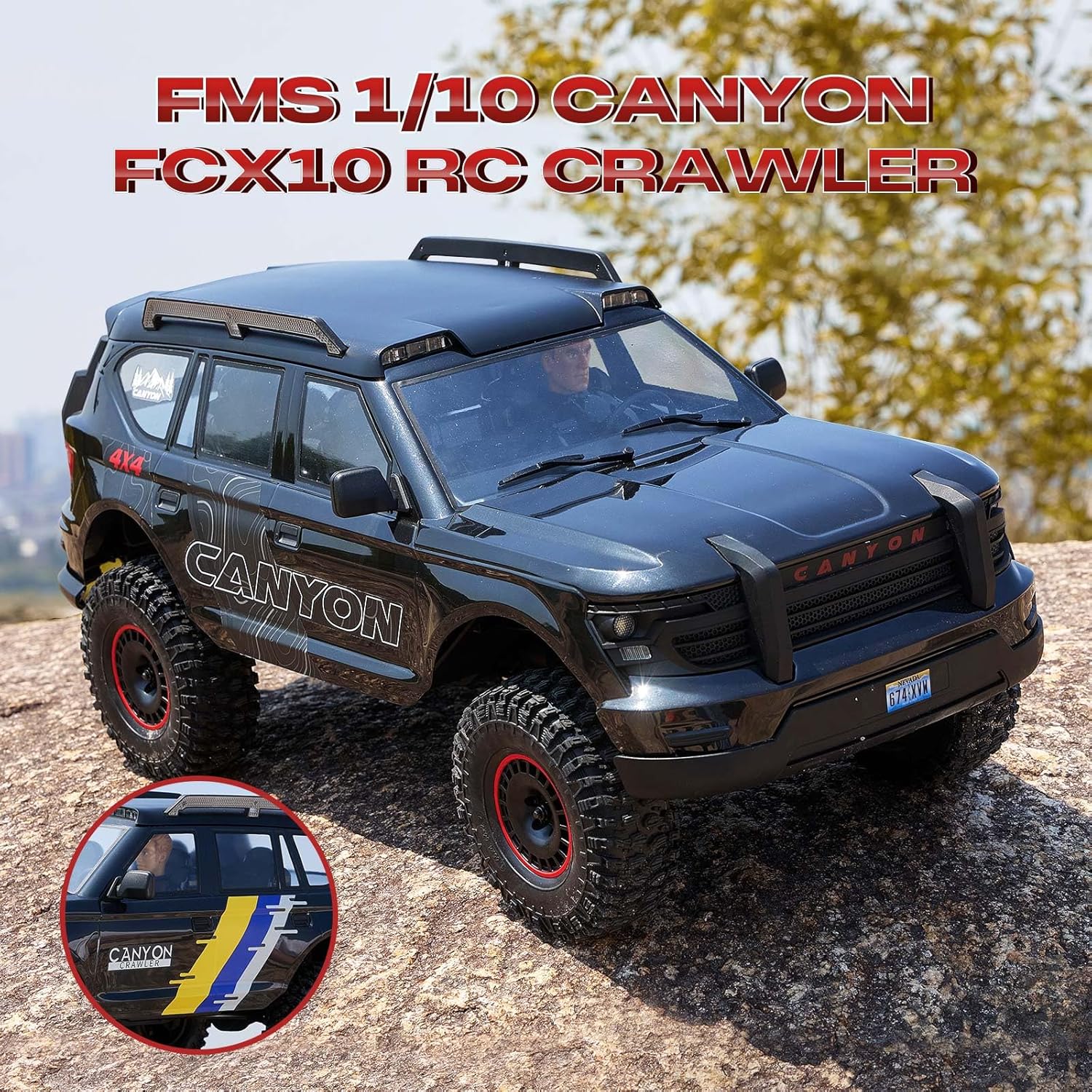 FMS 1/10 Canyon RC Crawler, FCX10 RC Rock Crawler with Lighting, Hobby Grade Offroad RC Car for Adults, RS Need to Complete