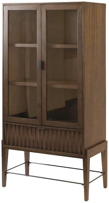 Starlight Glass Door Bookcase/Display, 1 Storage Drawer, 2 Adjustable Shelves, Heavy-Duty Glides, Construction, Brown