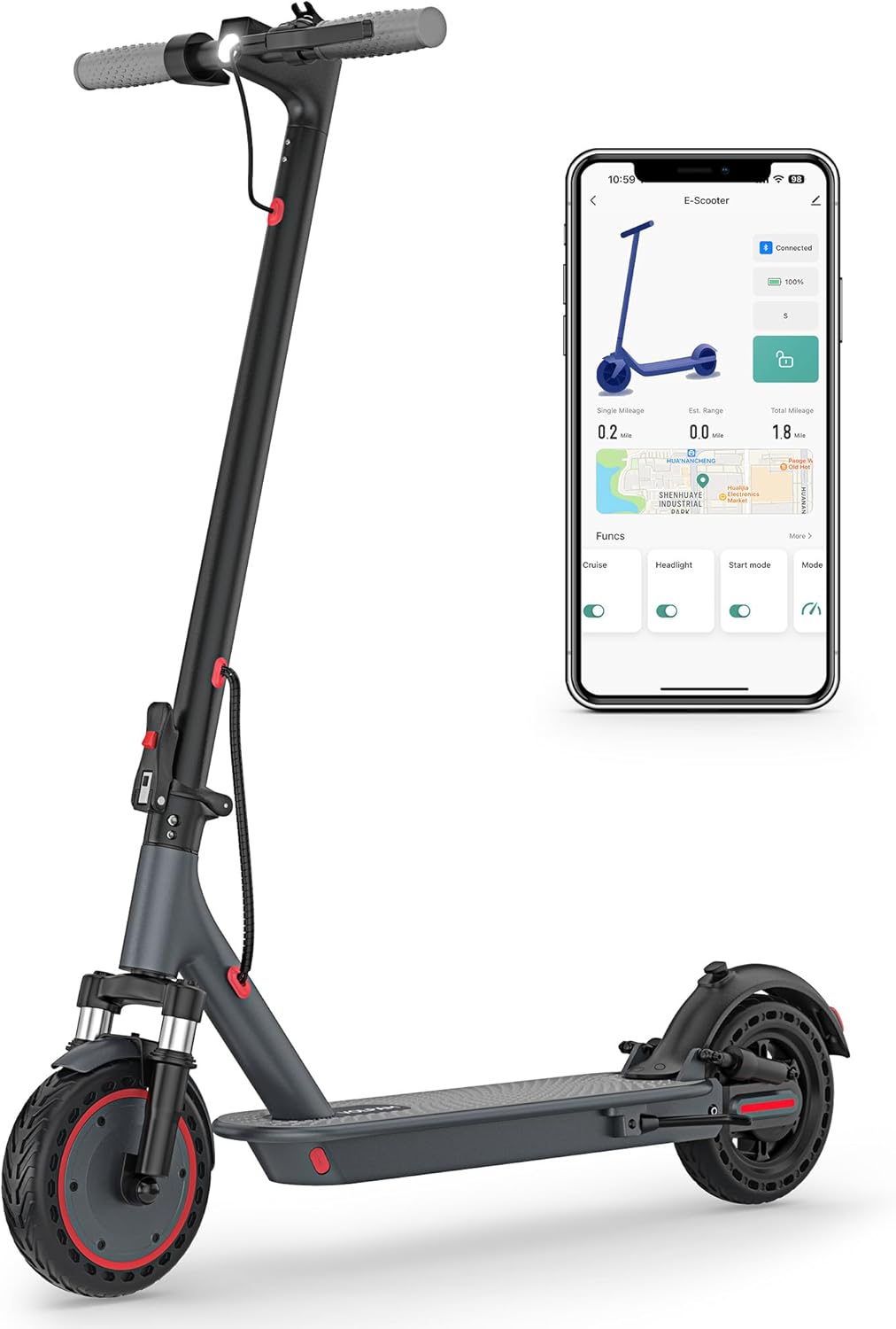 Electric Scooter, 350W Motor, Dual Suspension Kick Scooter, 23 Miles Long Range & 19 MPH & 8.5