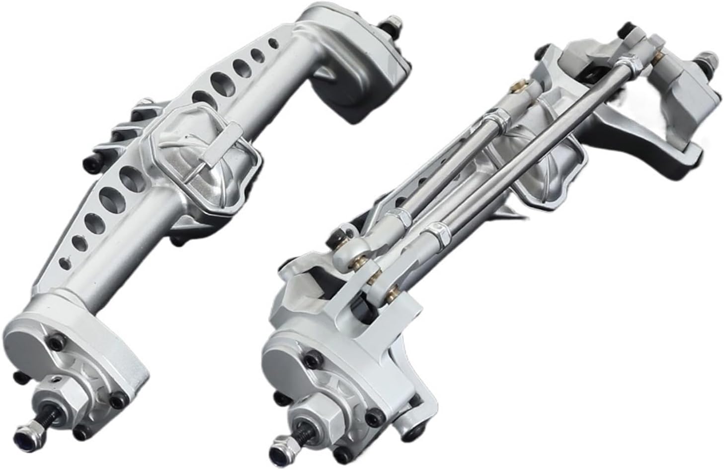 RC Car Parts for Axial for SCX10 III for AXI03007 for Wrangler JL for AR45 1/10 Axle RC Crawler Car Upgrade Part Metal Front Rear Portal Axles Accessories(Silver,Set)