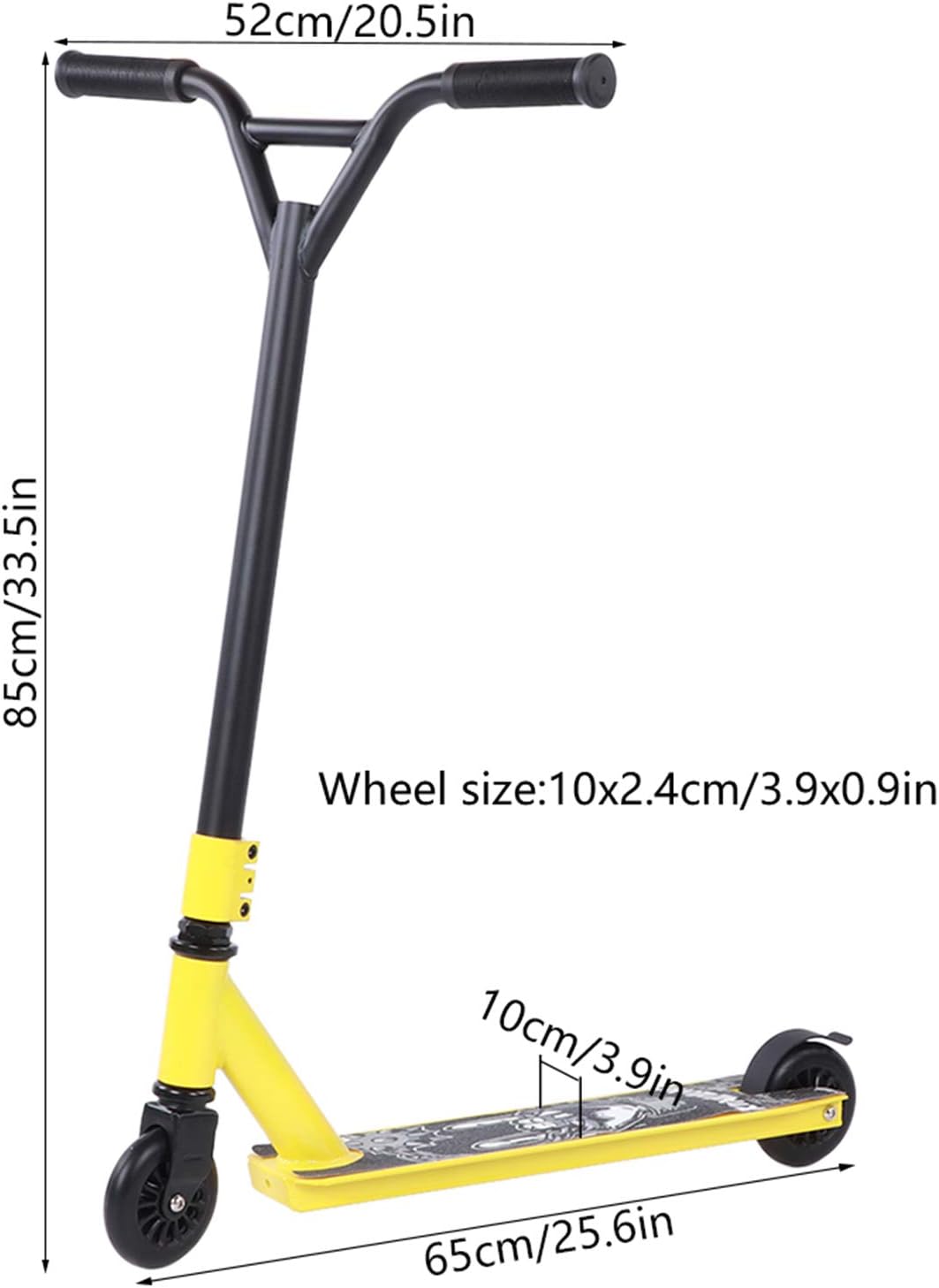 Yellow Portable ScootAdult Stunt Scooter with 2 PU Wheels, PU Pla Wheels for Stunt, Sliding Pedal Equipment with ABEC 7 Steel