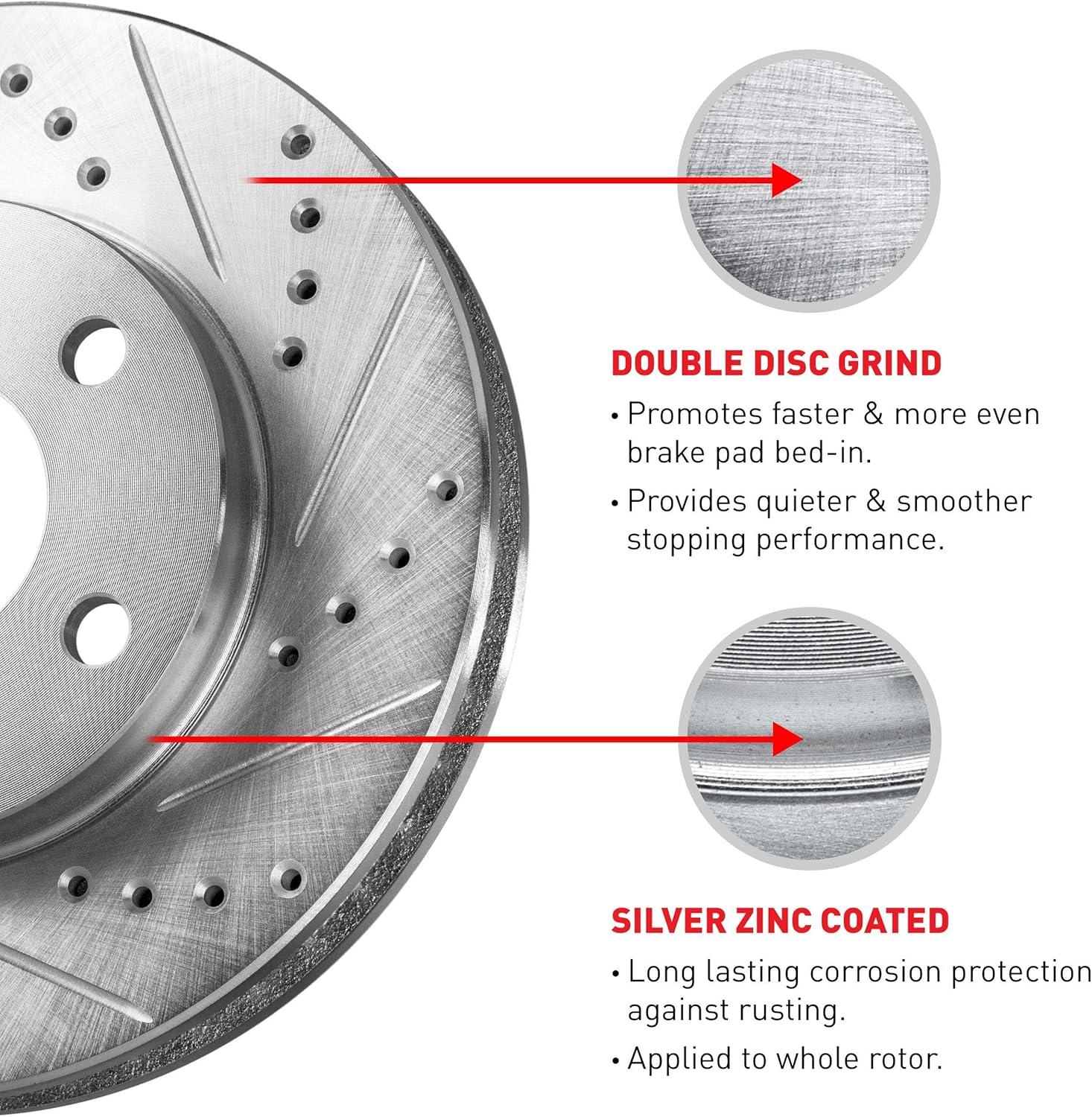 R1 Concepts Front Brakes and Rotors| Front Drilled Slotted Brake Rotors| Front Disc Brake Rotors| Fits 2016-2020 Lexus GS; 2015-2022 Lexus RC F