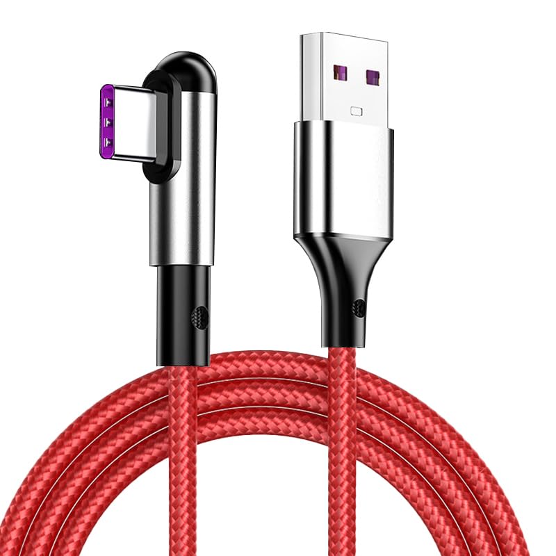 90-Degree USB A to Type C Nylon Braided Mobile Phone Fast Charging Data Cable. Factory Wholesale Sales Available. (1000, red, 1.2M)