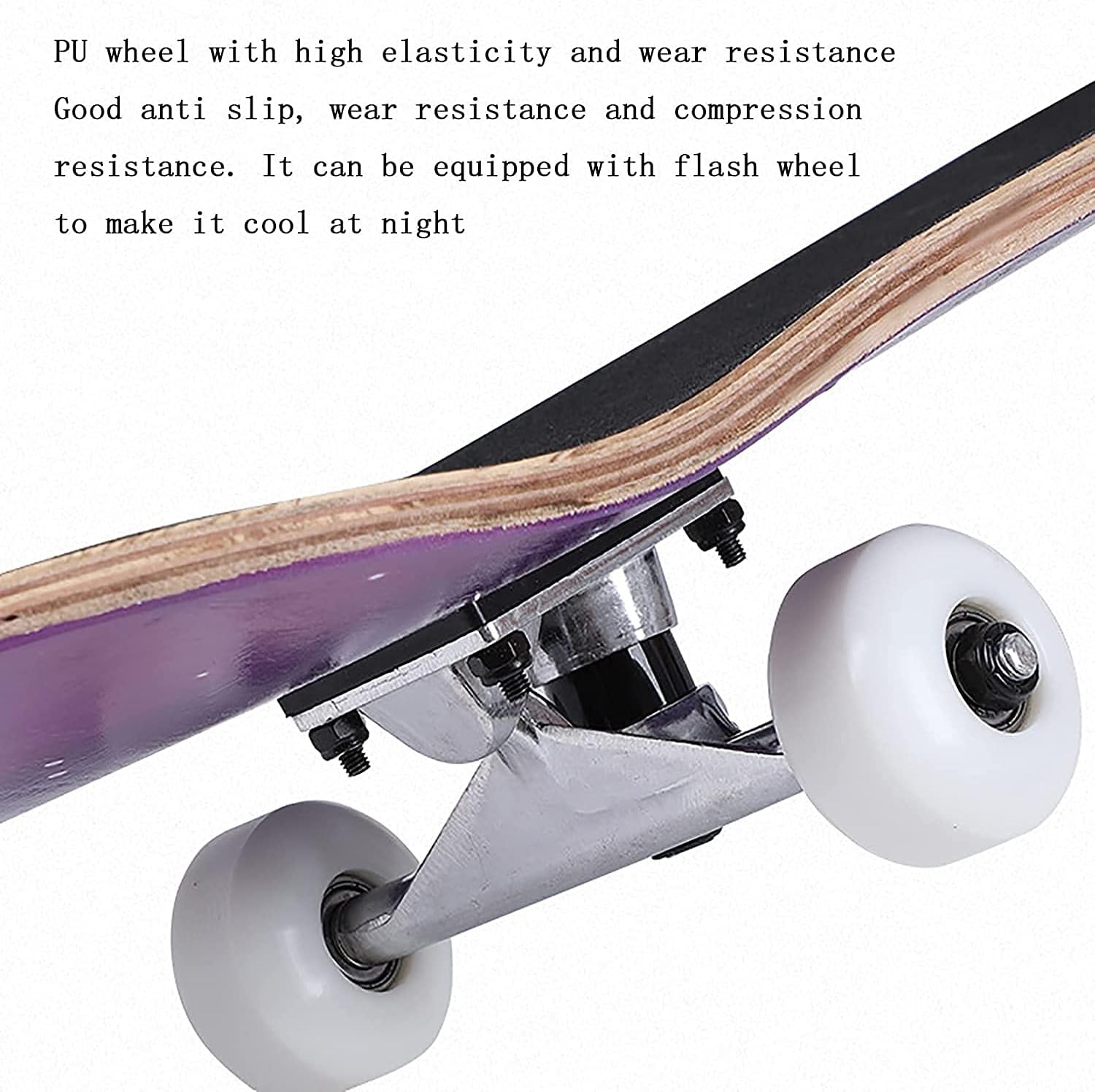 Four-Wheel Skateboard 7-Layer Maple Deck Skateboard Beginner Professional Standard Double Kick Board Suitable for Adults and Teenagers 31 inches X 8 inches